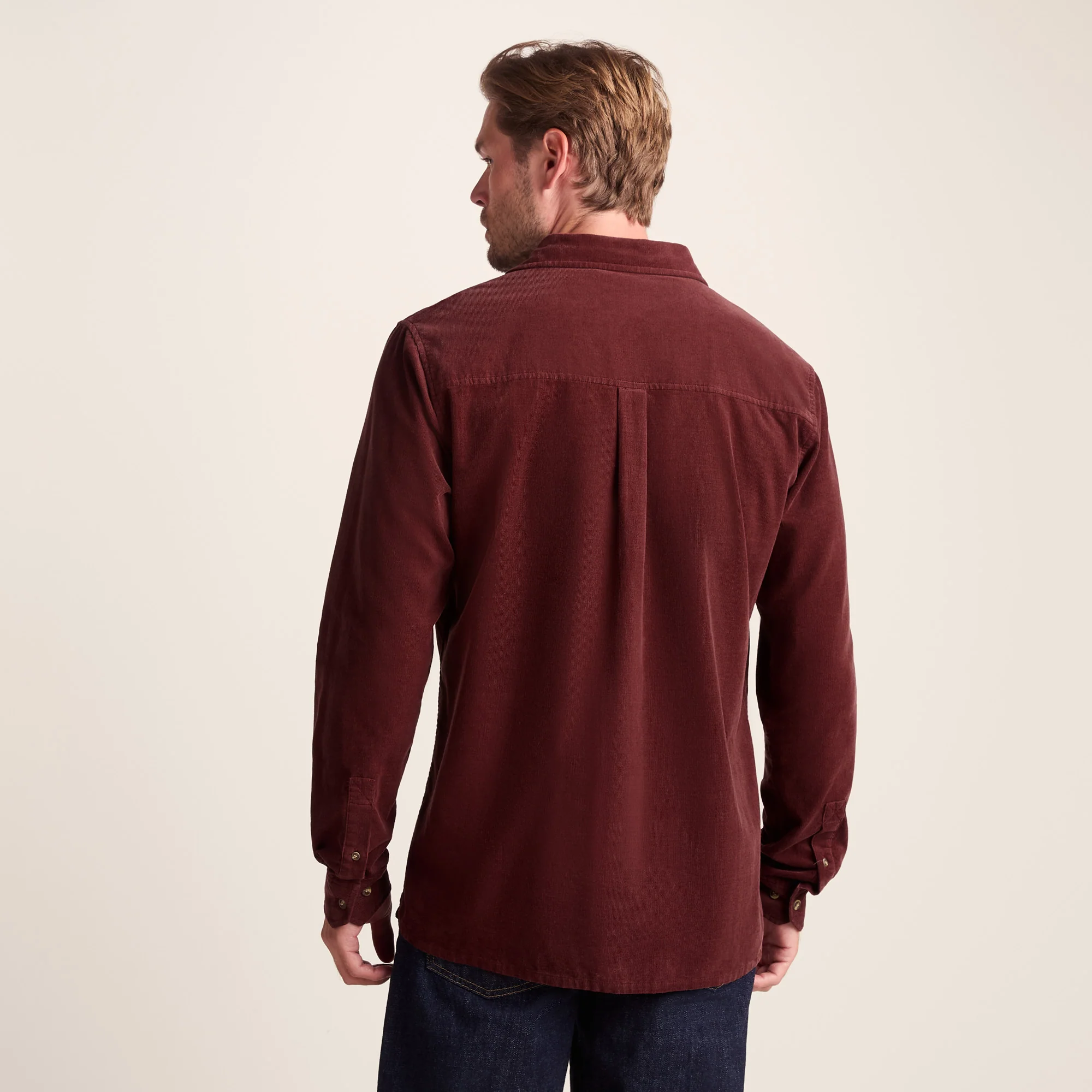 Lenny Mens Long Sleeve Lightweight Corduroy Shirt - Port - Image 4
