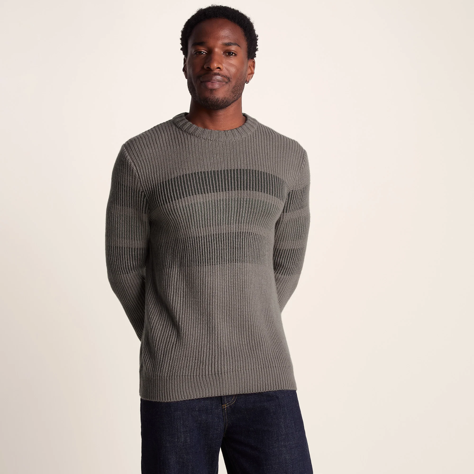 Leonard Mens Chunky Knitted Jumper - Mid Grey - Image 2