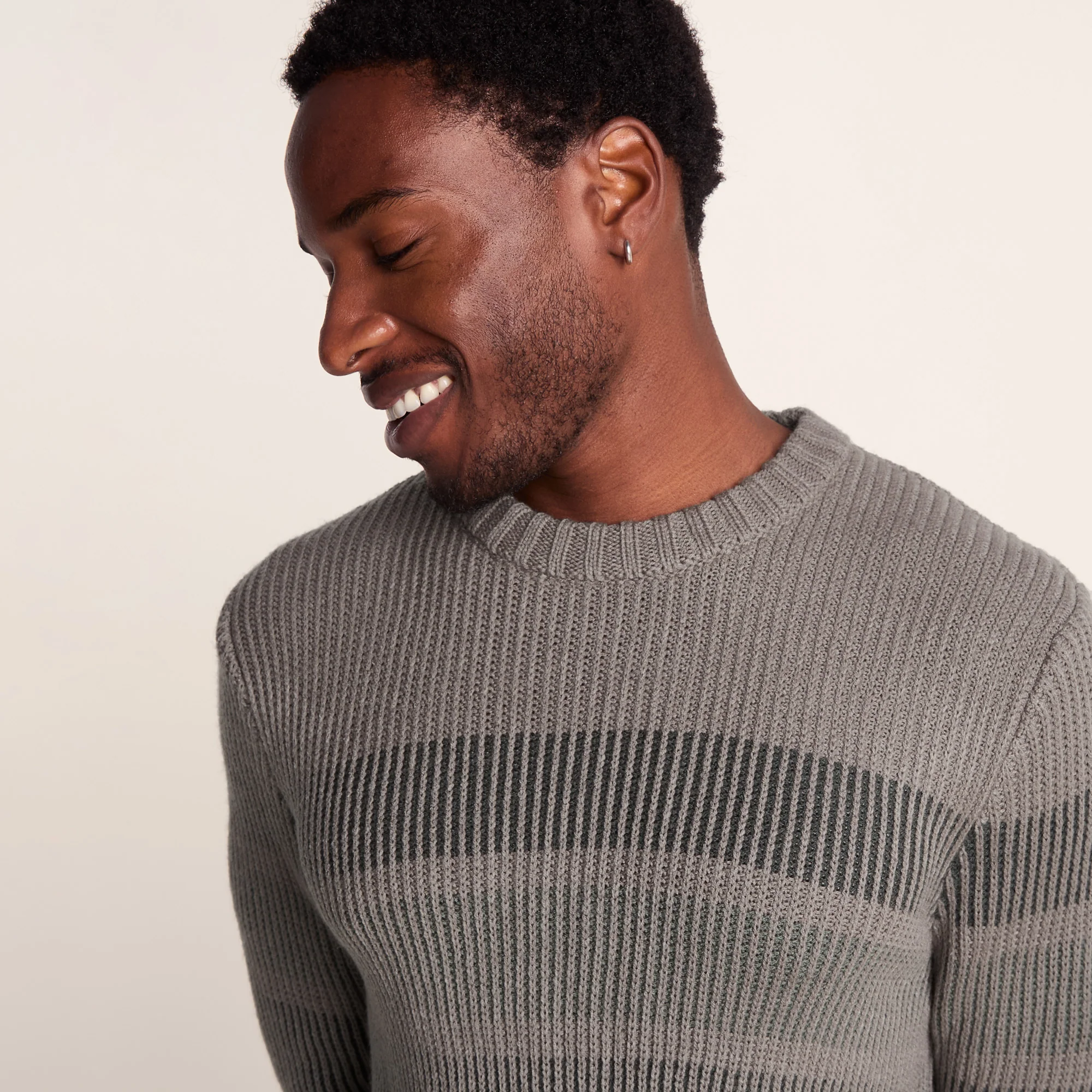 Leonard Mens Chunky Knitted Jumper - Mid Grey - Image 5