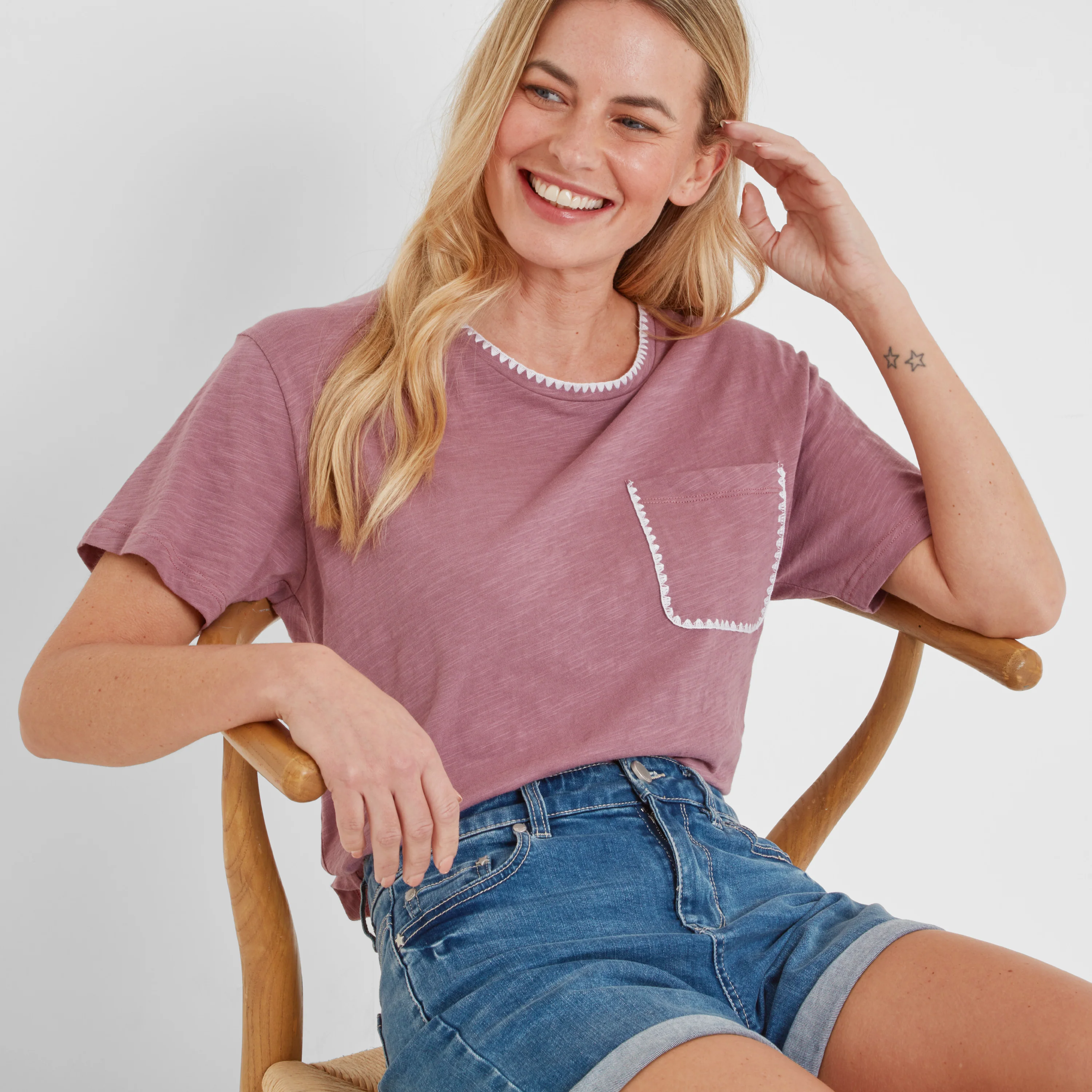 Liana Womens 100% Cotton Supersoft T-Shirt - Mauve - Image 4
