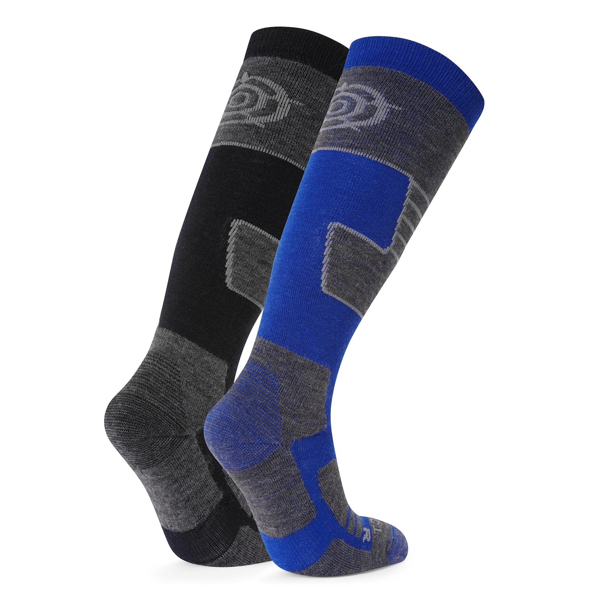 Linz 2 Pack Mens Ski Socks - Black/Royal Blue - Image 2