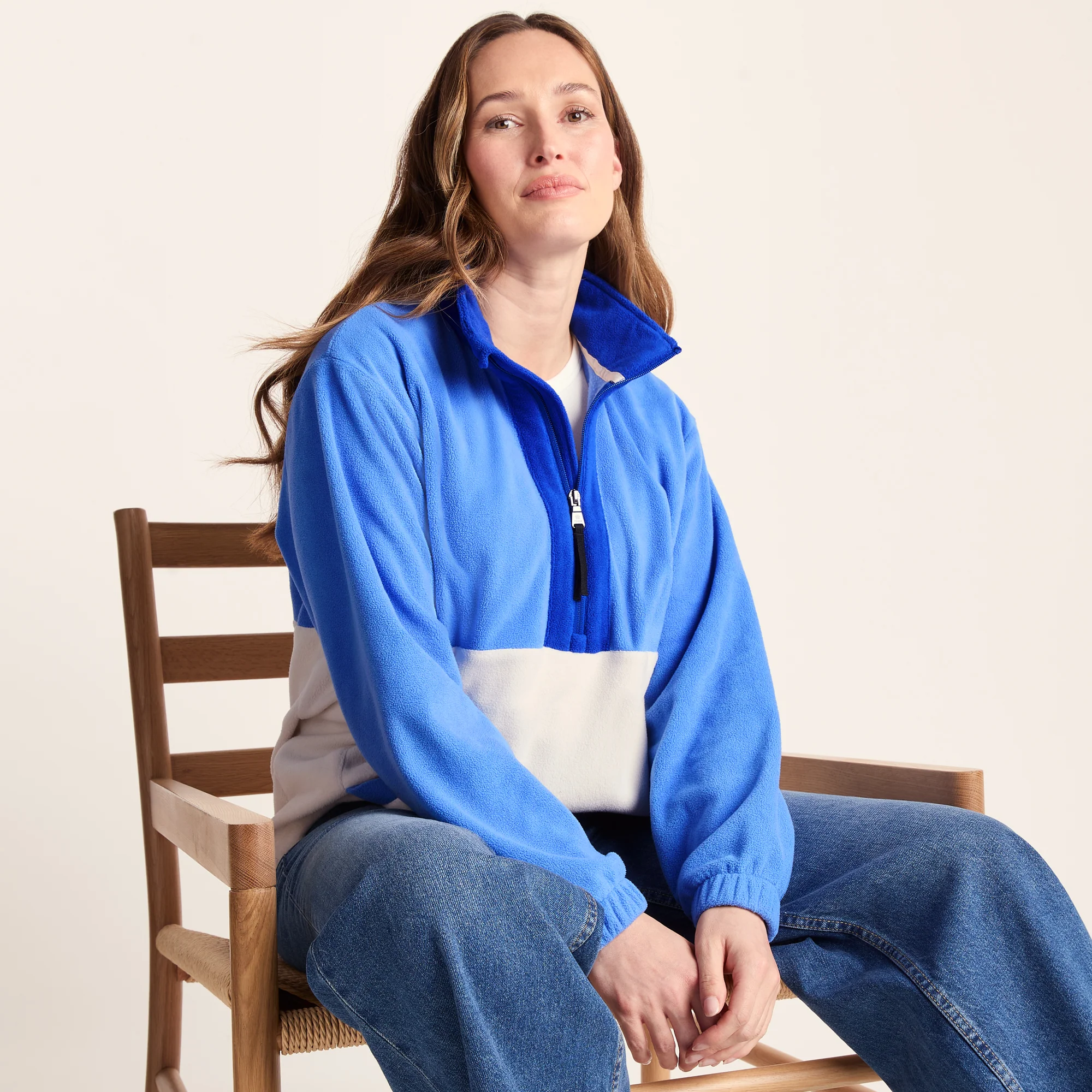 Lowca Womens Relaxed Fit 1/2 Zip Microfleece - Cornflower Blue - Image 4