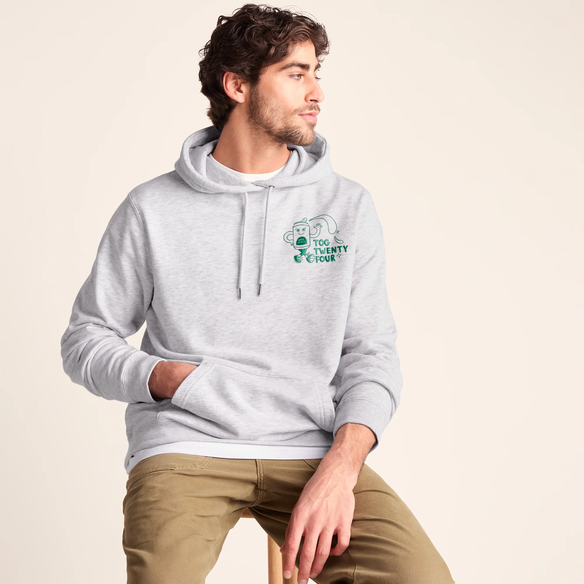 Malley Mens Relaxed Fit Supersoft Hattie Clark Hoody - Light Grey Marl - Image 4
