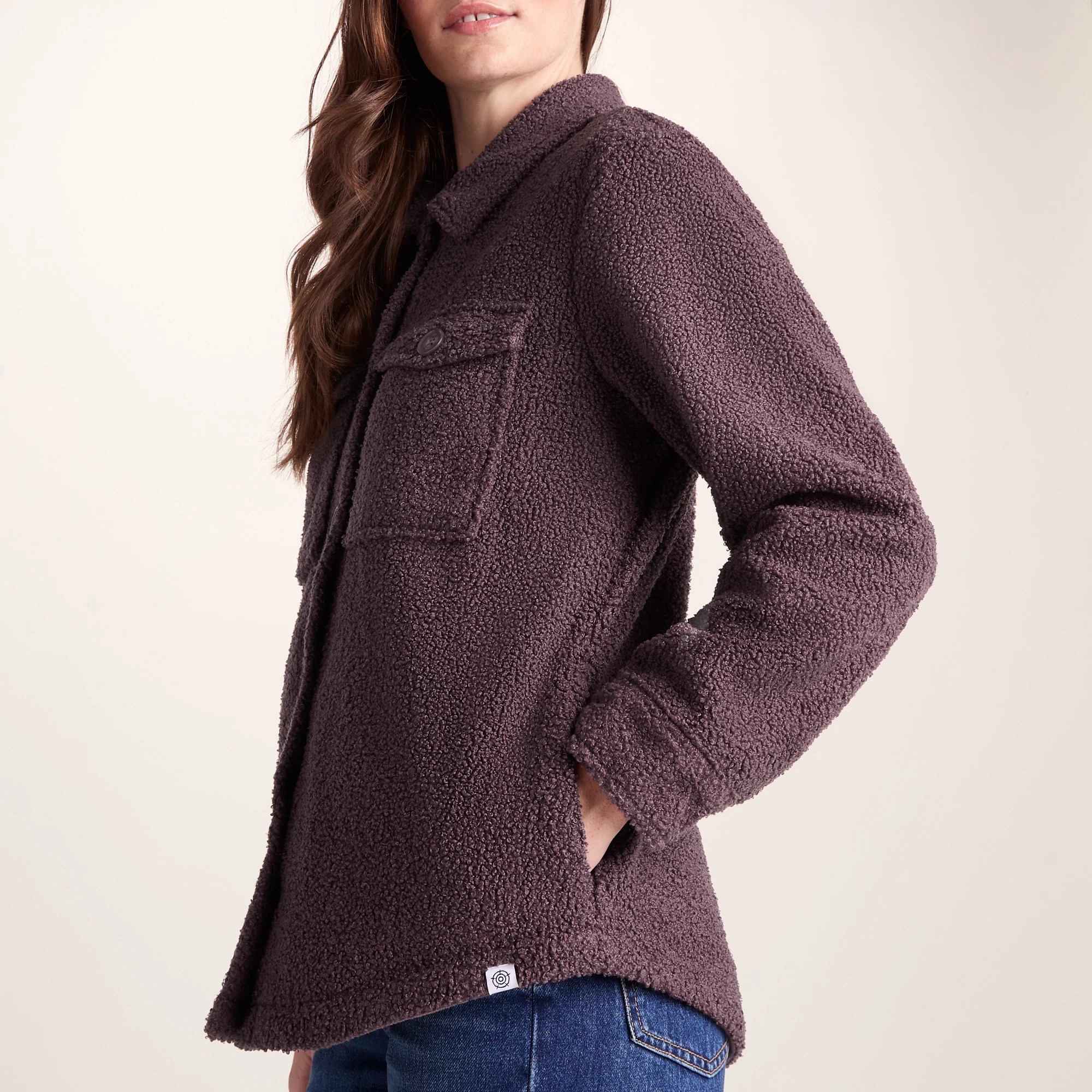 Maxine Womens Supersoft Sherpa Fleece Shacket - Dark Mauve - Image 5