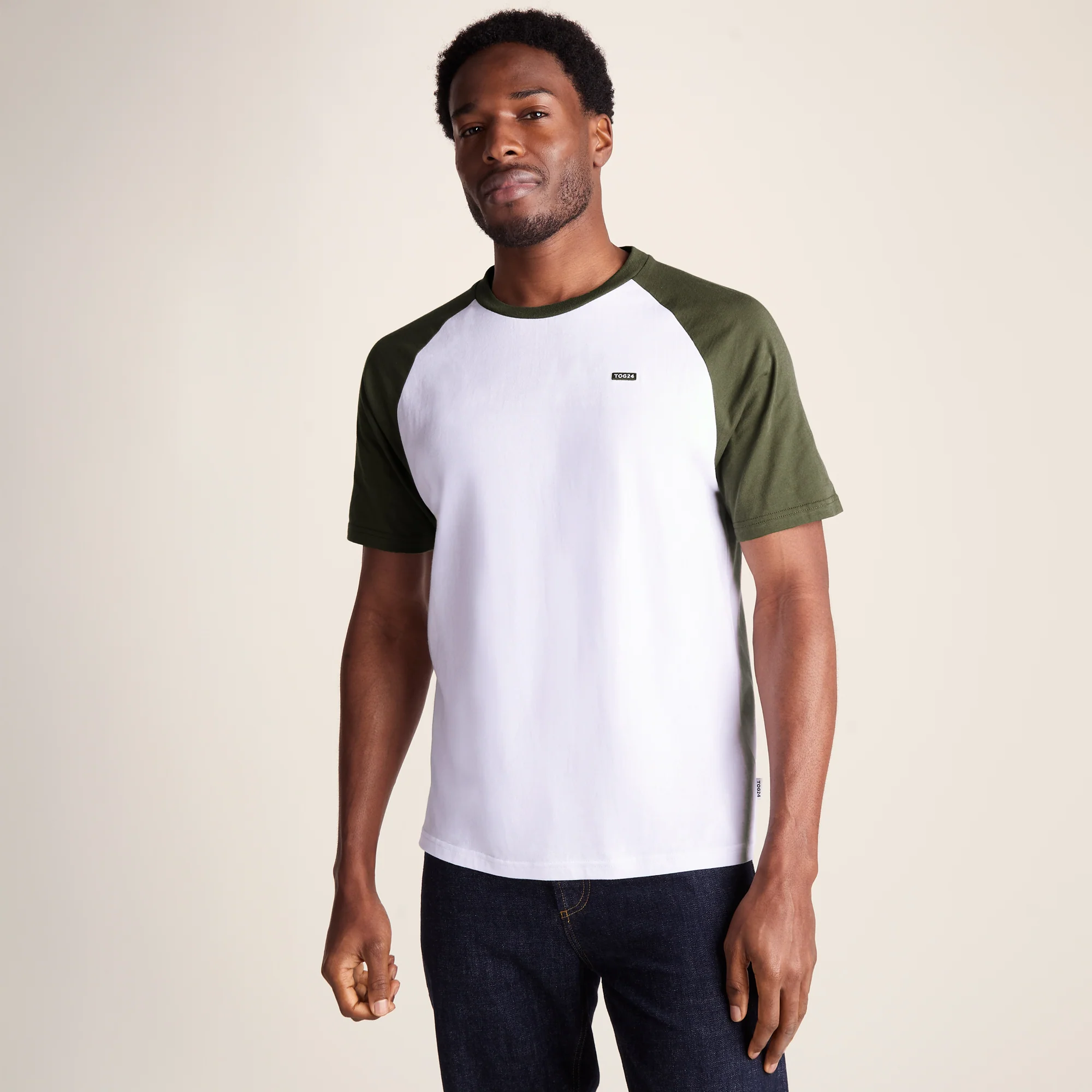 McGill Mens 100% Cotton Supersoft T-Shirt - Forage Green/Optic White