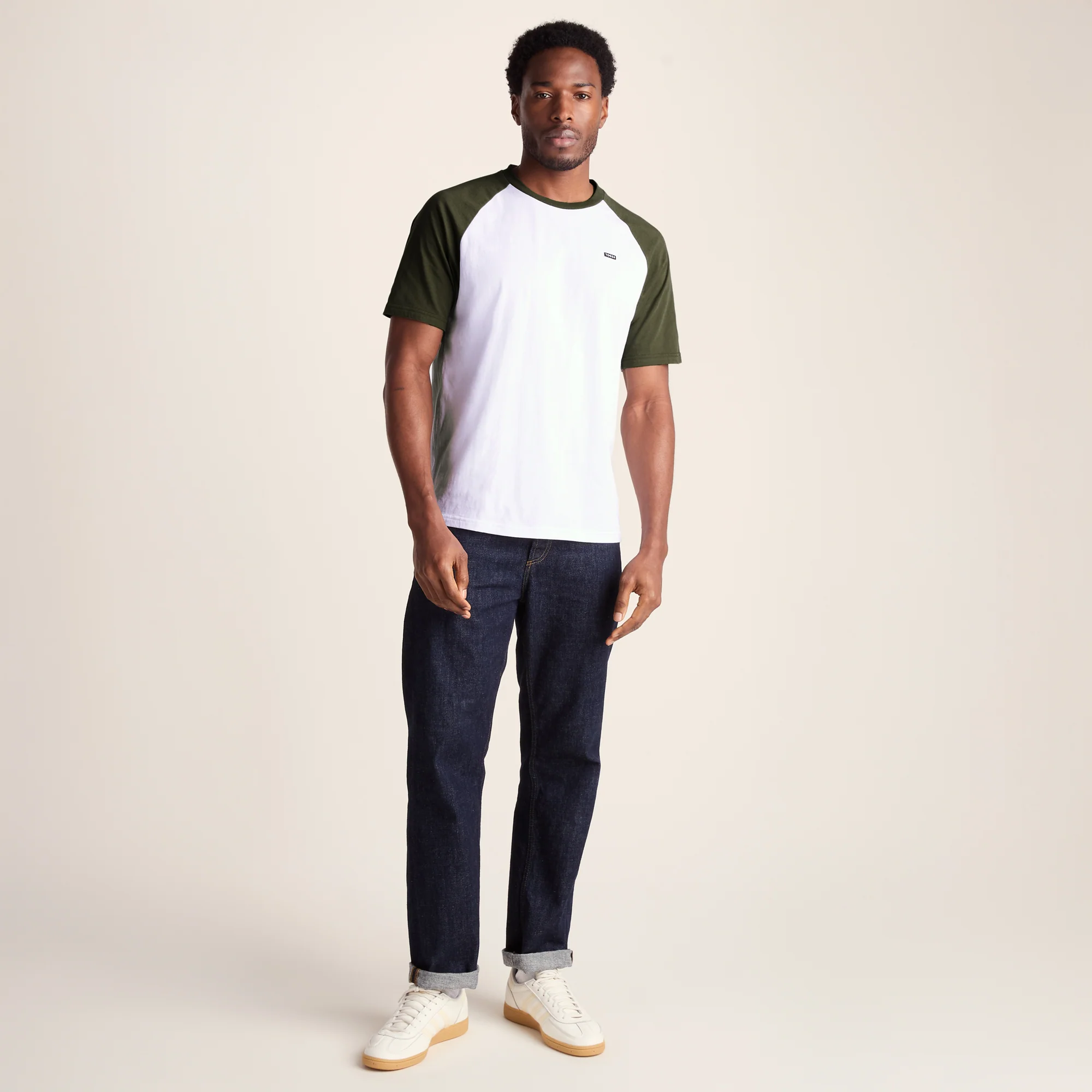 McGill Mens 100% Cotton Supersoft T-Shirt - Forage Green/Optic White - Image 2