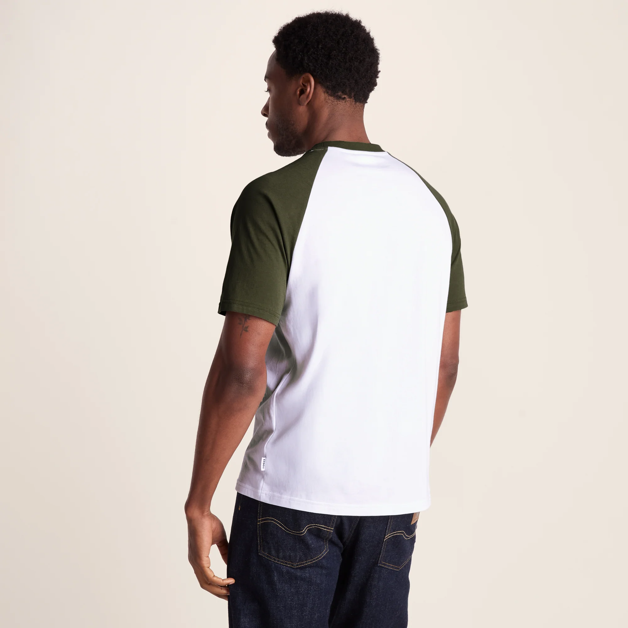 McGill Mens 100% Cotton Supersoft T-Shirt - Forage Green/Optic White - Image 3