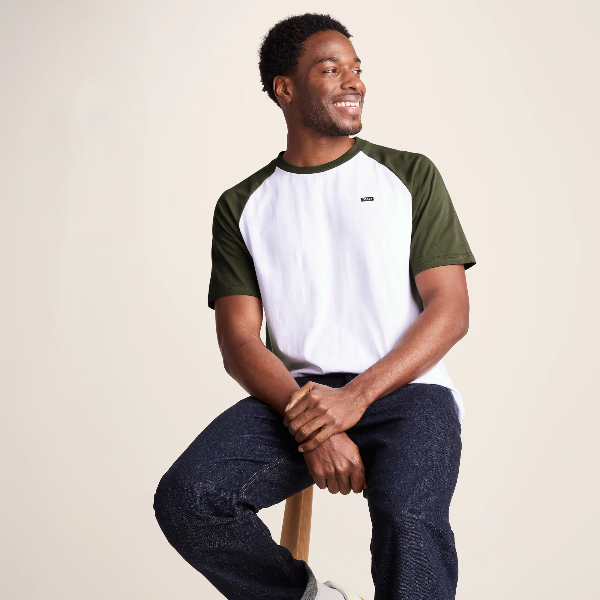 McGill Mens 100% Cotton Supersoft T-Shirt - Forage Green/Optic White - Image 4