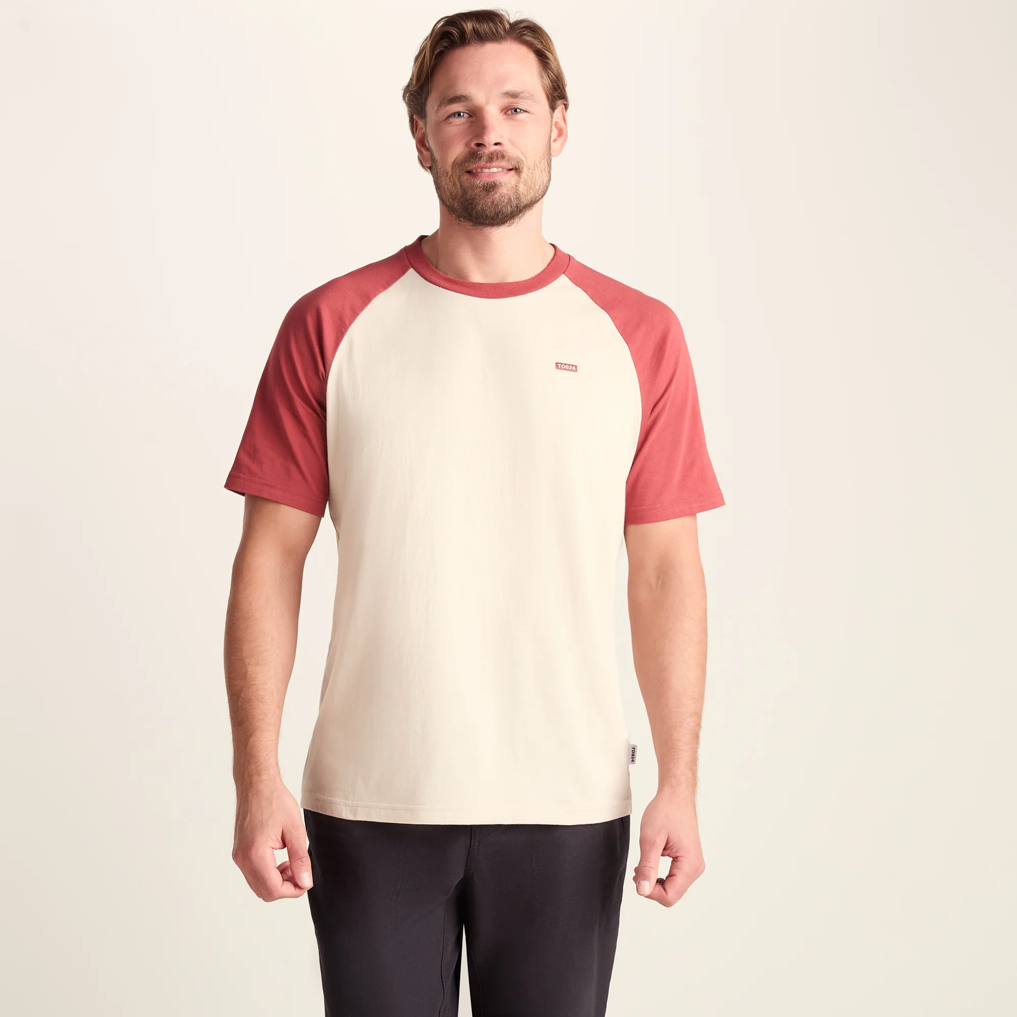 McGill Mens 100% Cotton Supersoft T-Shirt - Warm Cloud/Garnet Red