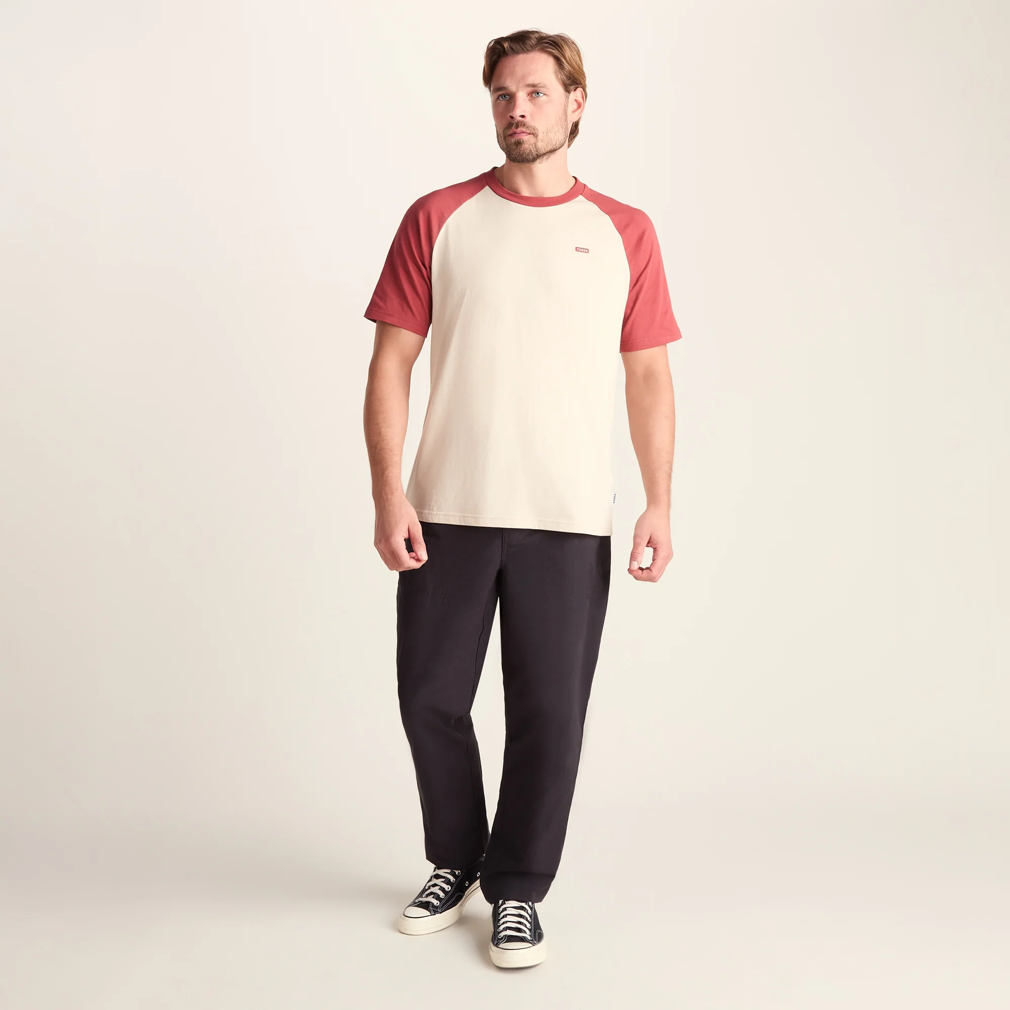 McGill Mens 100% Cotton Supersoft T-Shirt - Warm Cloud/Garnet Red - Image 2