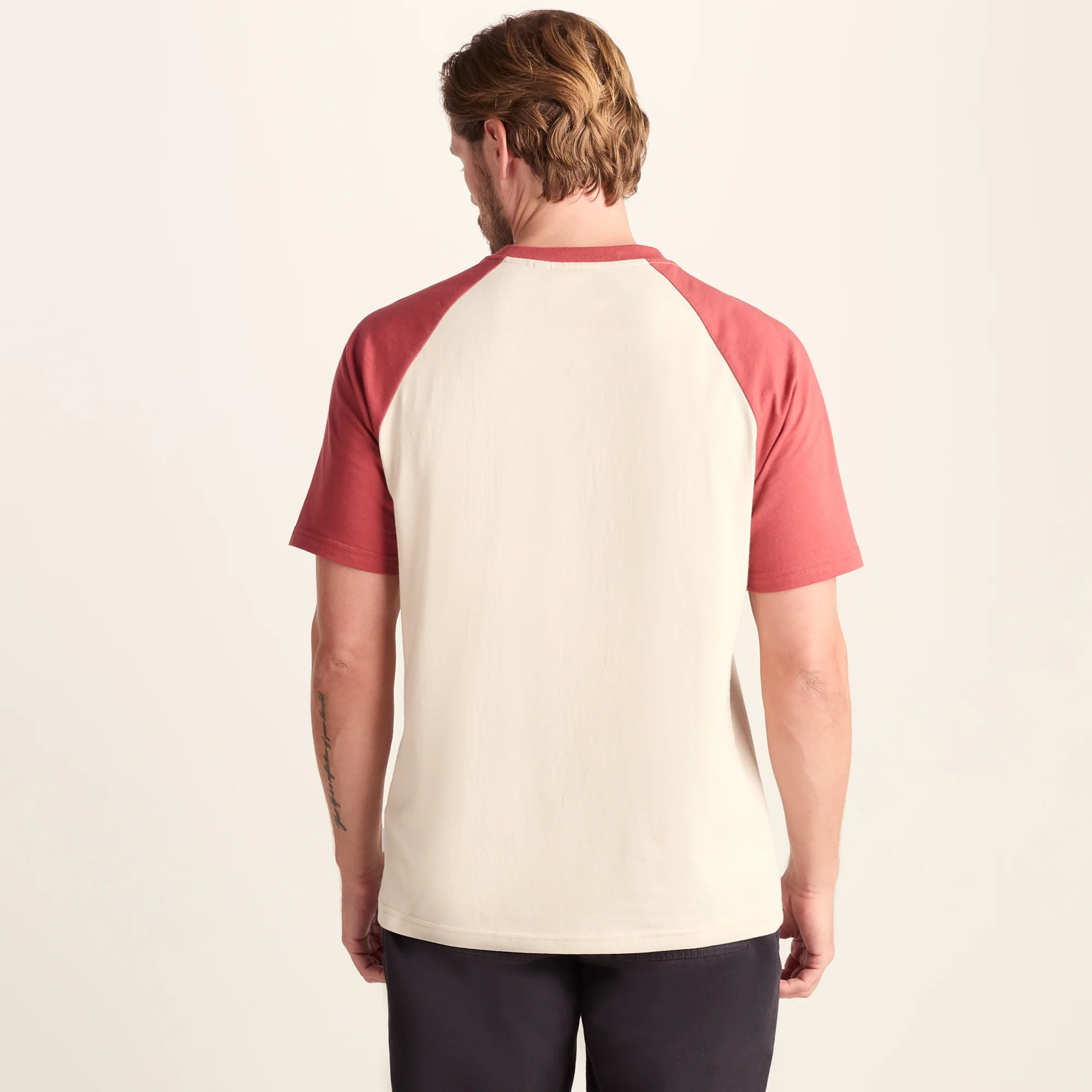 McGill Mens 100% Cotton Supersoft T-Shirt - Warm Cloud/Garnet Red - Image 3