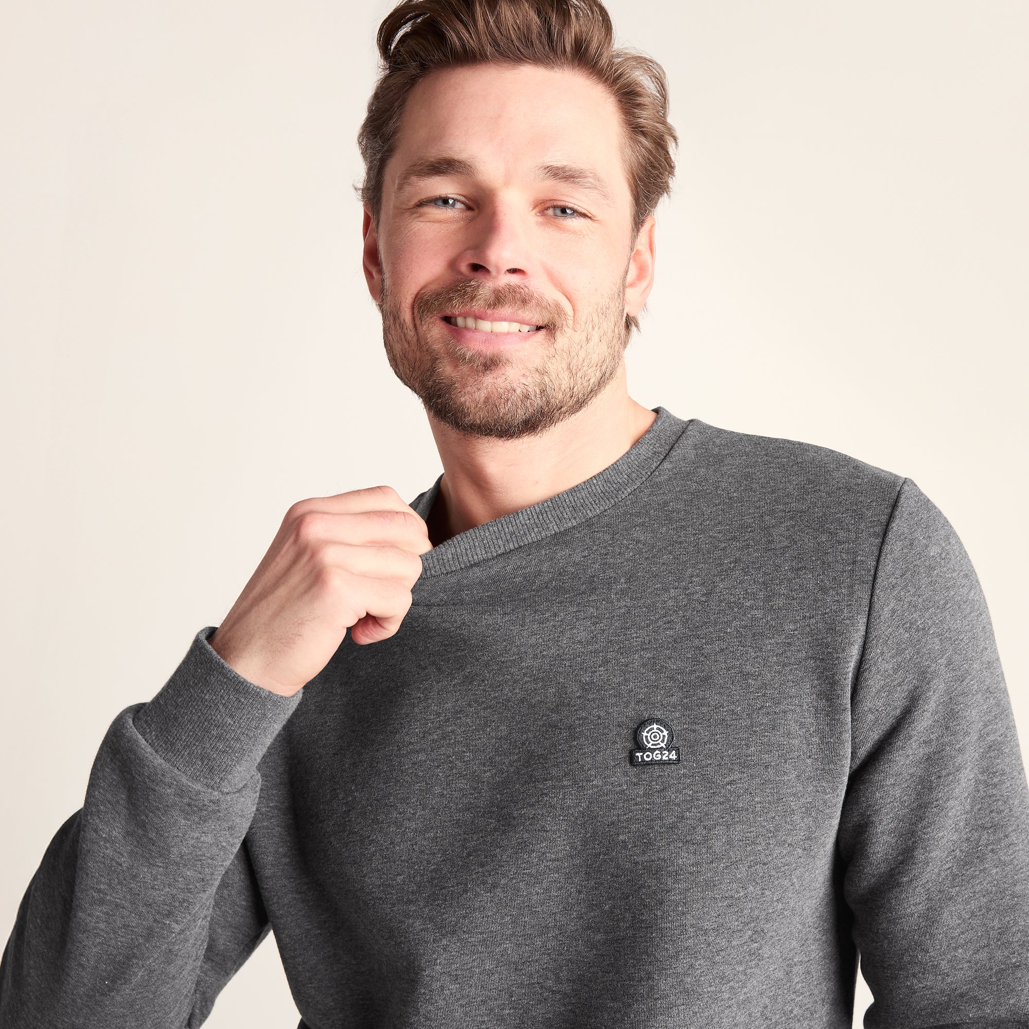 Mellor Mens Supersoft Cotton Rich Sweat - Dark Grey Marl - Image 5