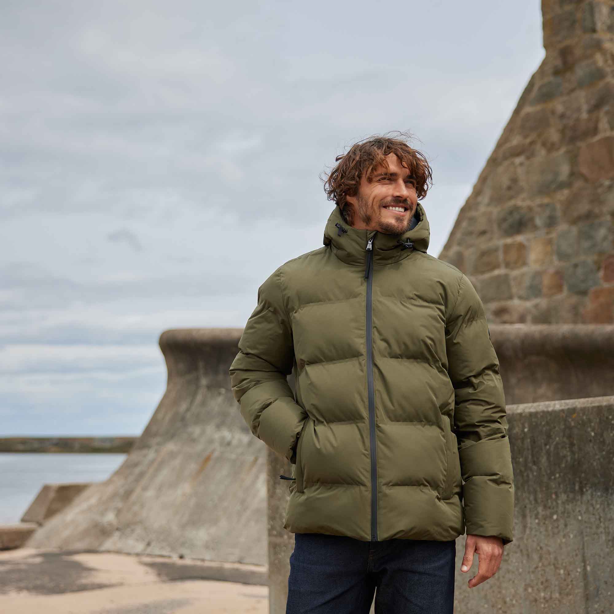 Menka Mens Shower Resistant Insulated Jacket - Khaki - Image 10