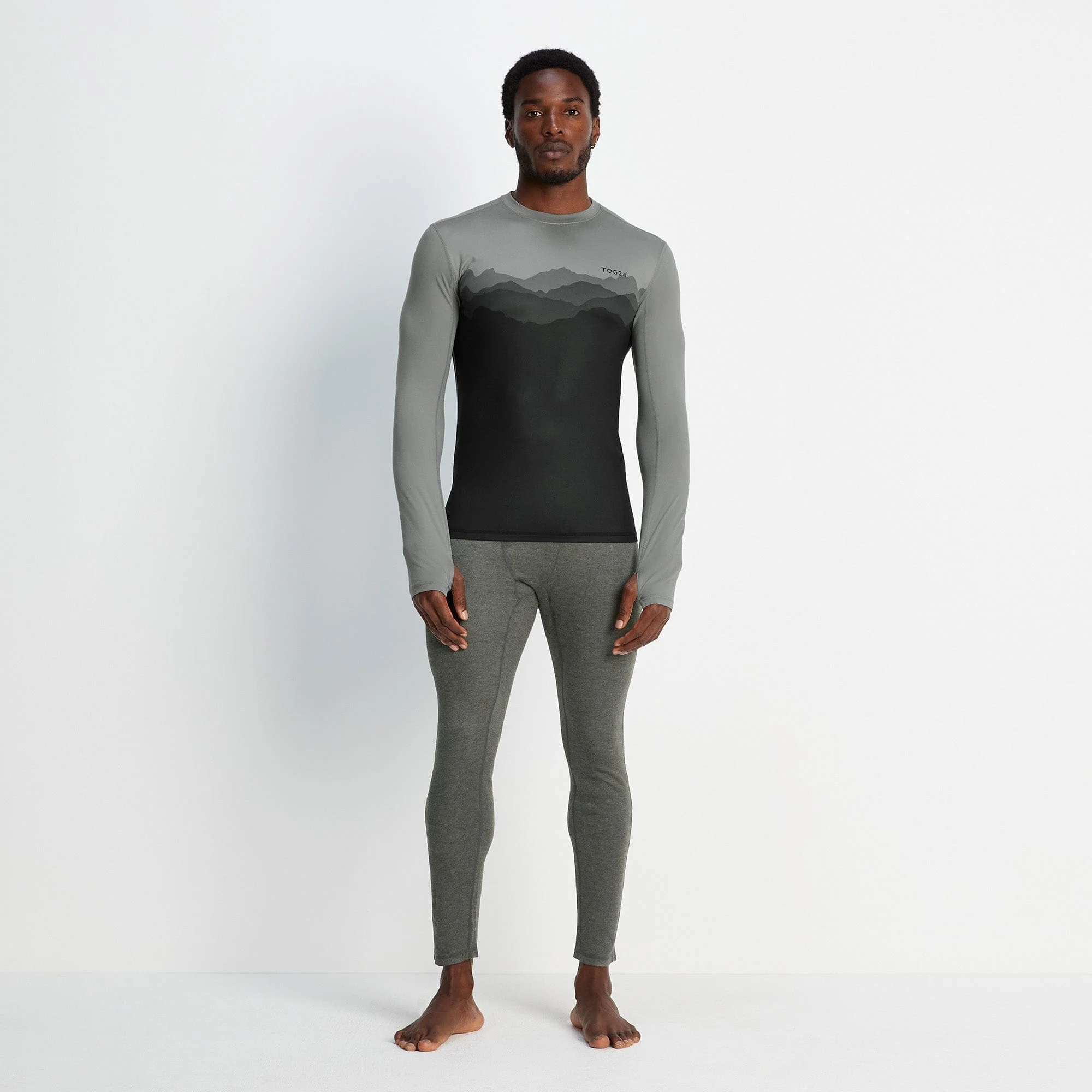 Meru Mens Cashmere Touch Base Layer Leggings - Dark Grey Marl - Image 2