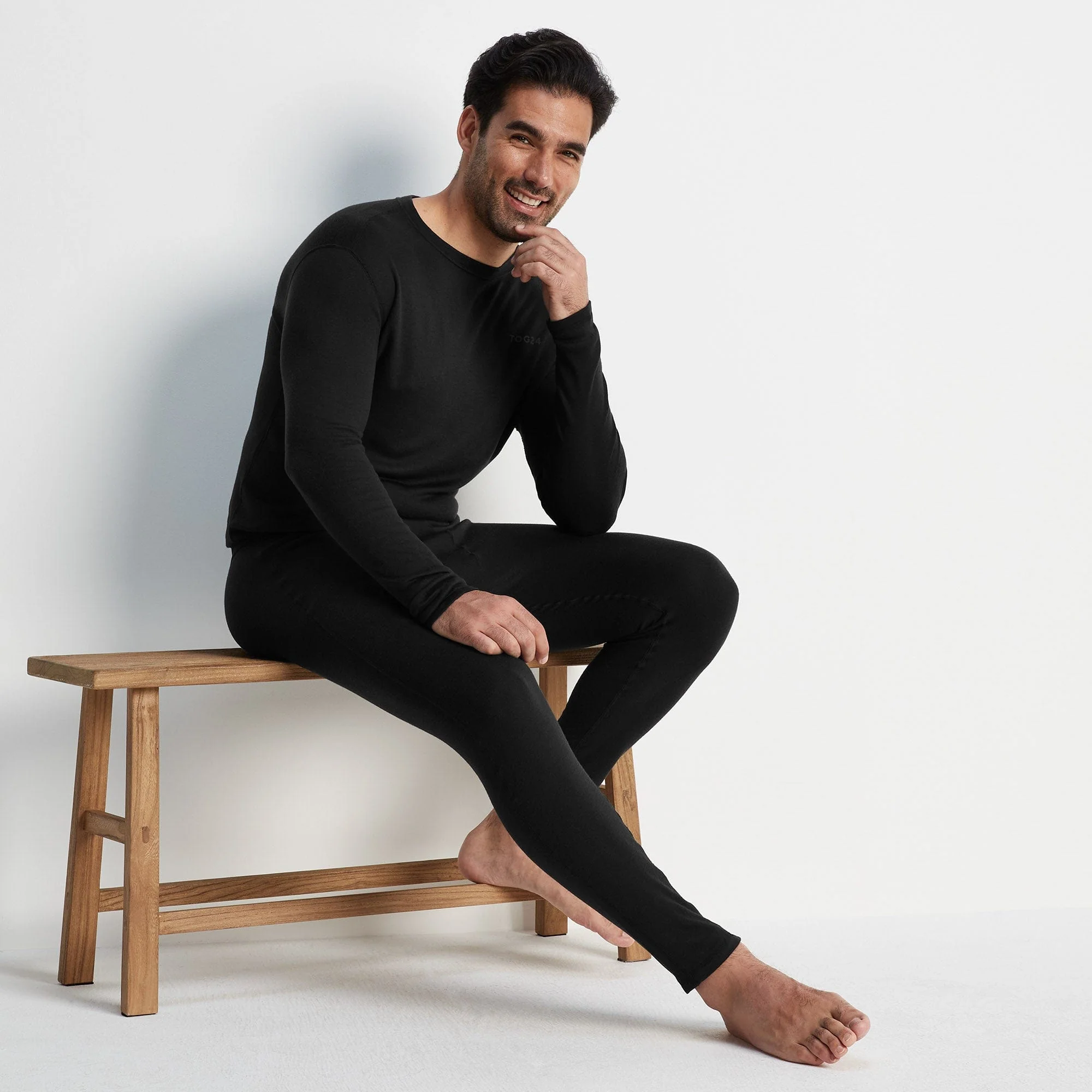 Meru Mens Cashmere Touch Base Layer Set - Black - Image 12
