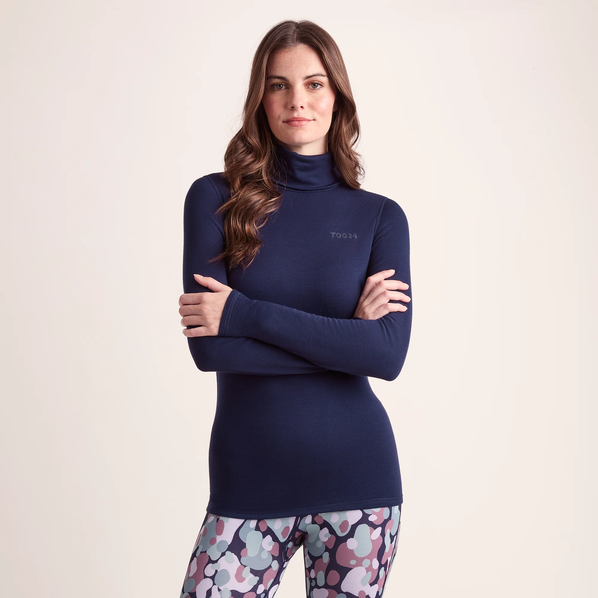 Meru Womens Cashmere Touch Roll Neck Base Layer - Oxford Blue