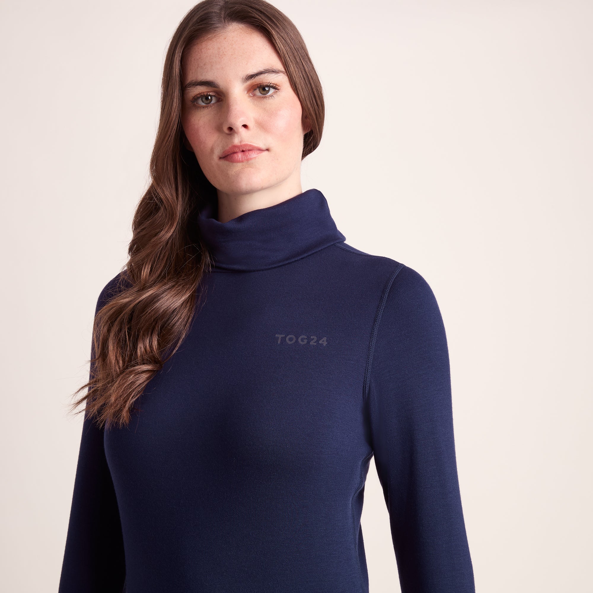 Meru Womens Cashmere Touch Roll Neck Base Layer - Oxford Blue - Image 5