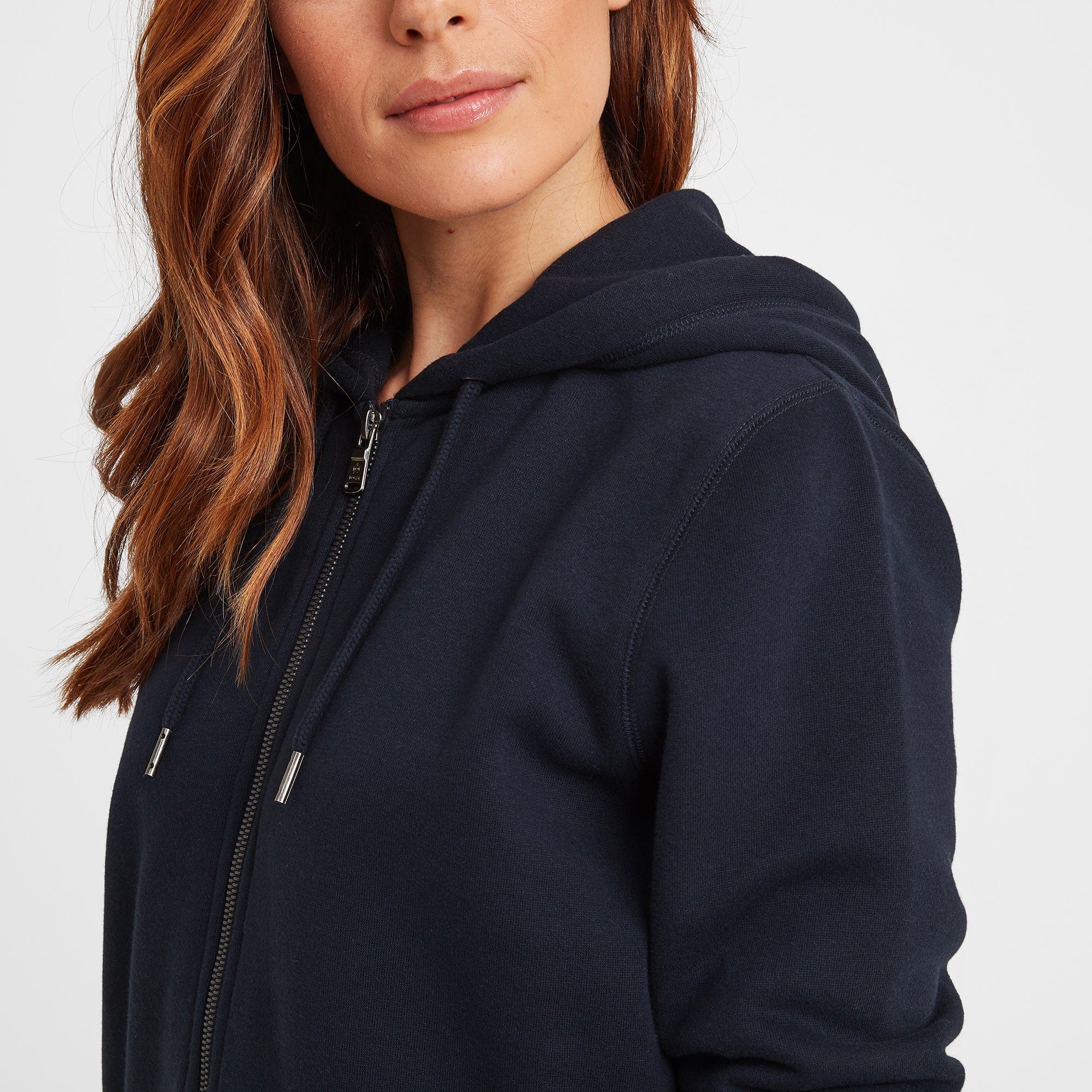 Mia Womens Supersoft Zip Neck Hoody - Dark Indigo - Image 5