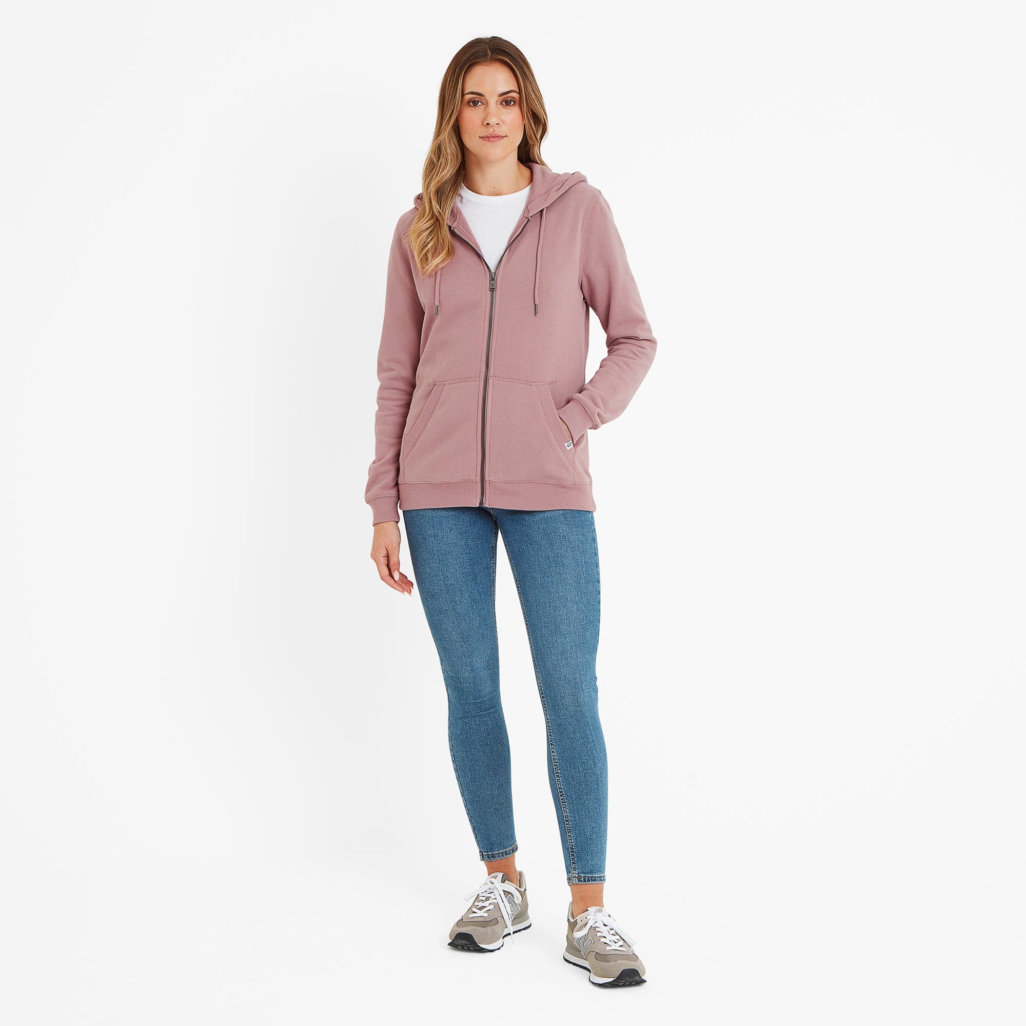 Mia Womens Supersoft Zip Neck Hoody - Faded Pink - Image 3