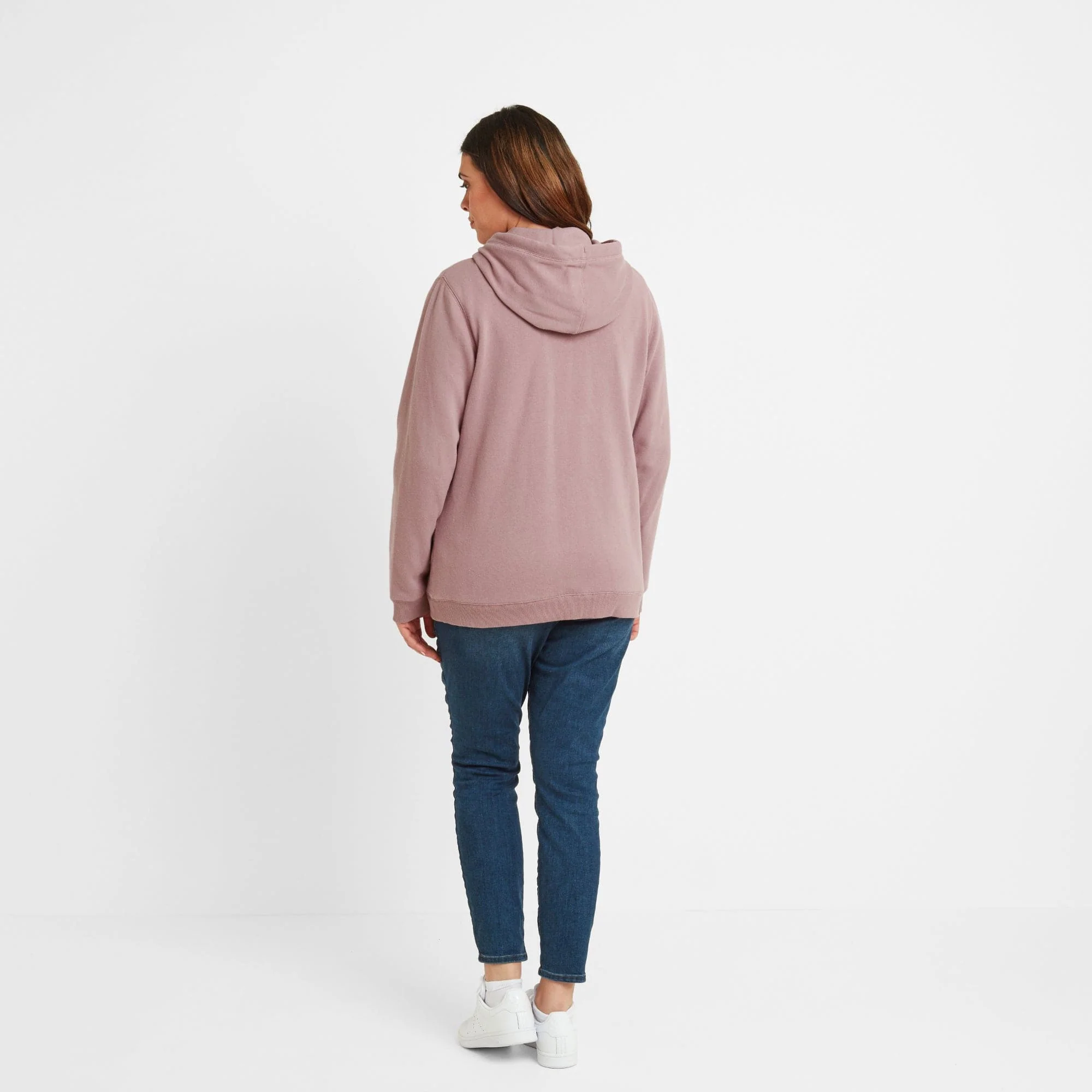 Mia Womens Supersoft Zip Neck Hoody - Faded Pink - Image 7
