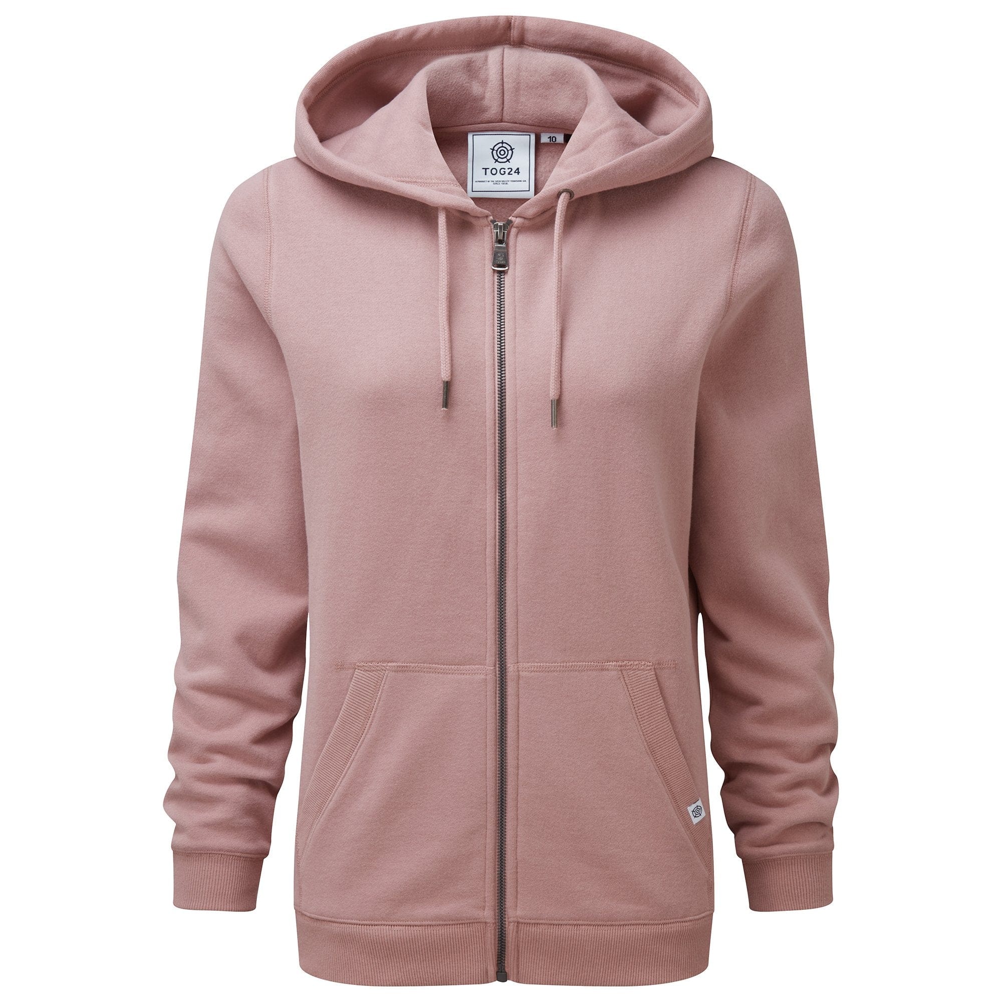 Mia Womens Supersoft Zip Neck Hoody - Faded Pink - Image 9