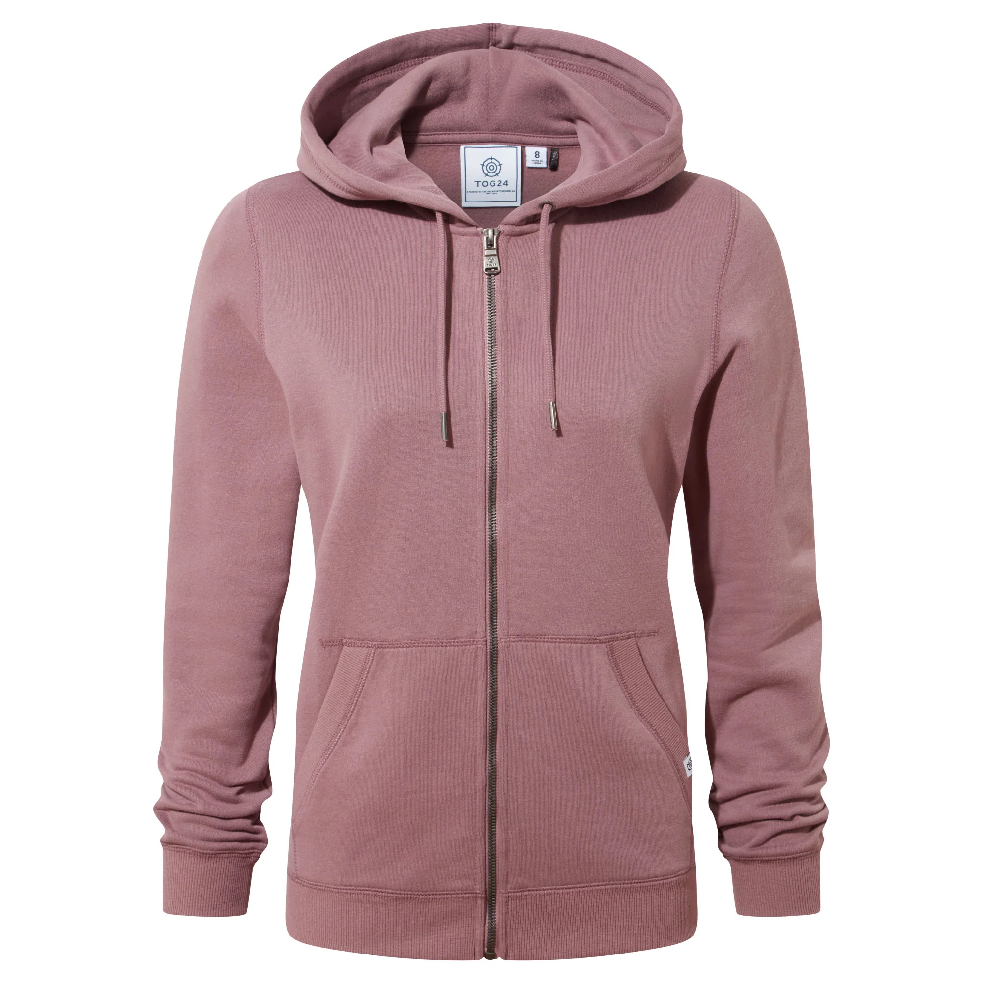 Mia Womens Supersoft Zip Neck Hoody - Mauve - Image 6