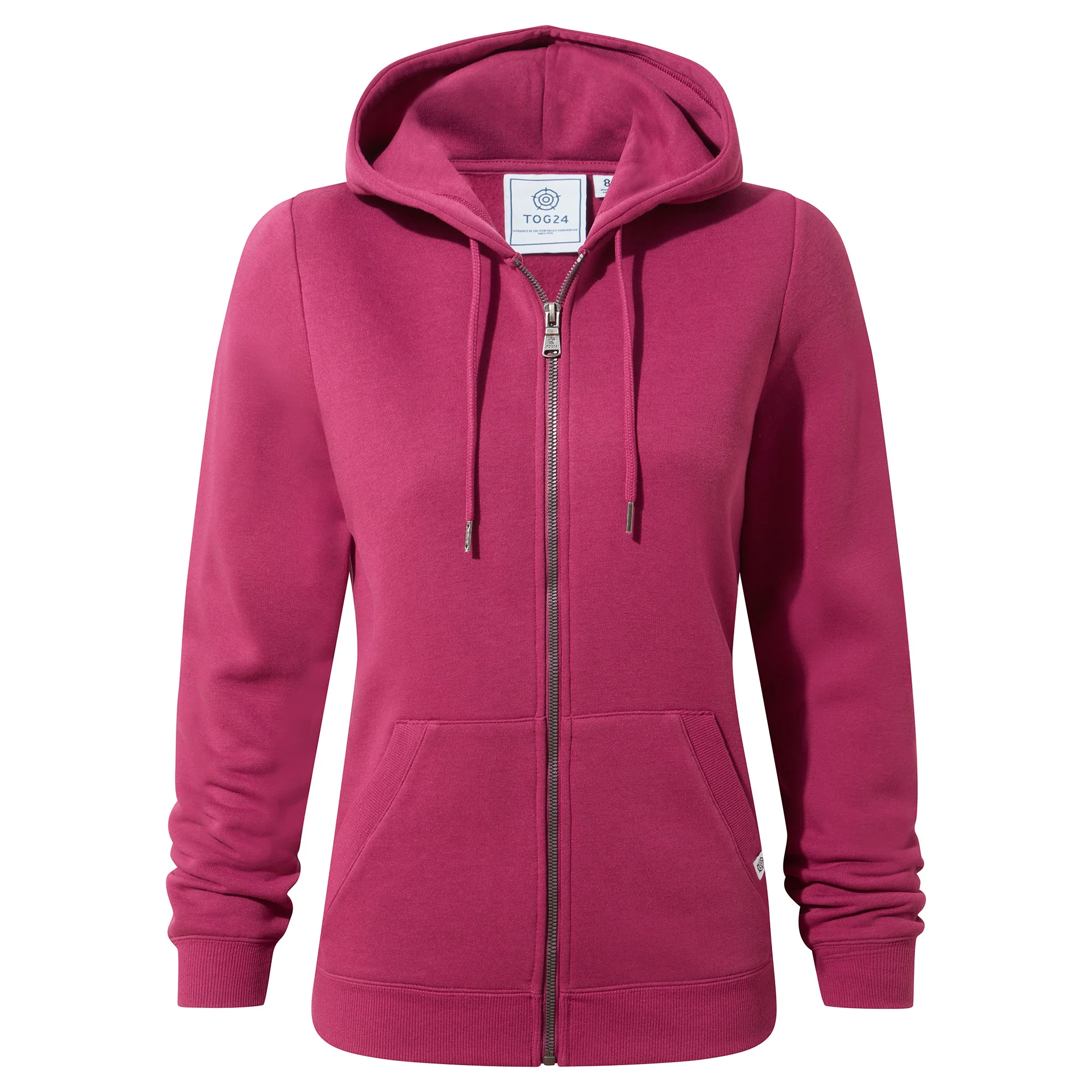 Mia Womens Supersoft Zip Neck Hoody - Washed Burgundy - Image 7