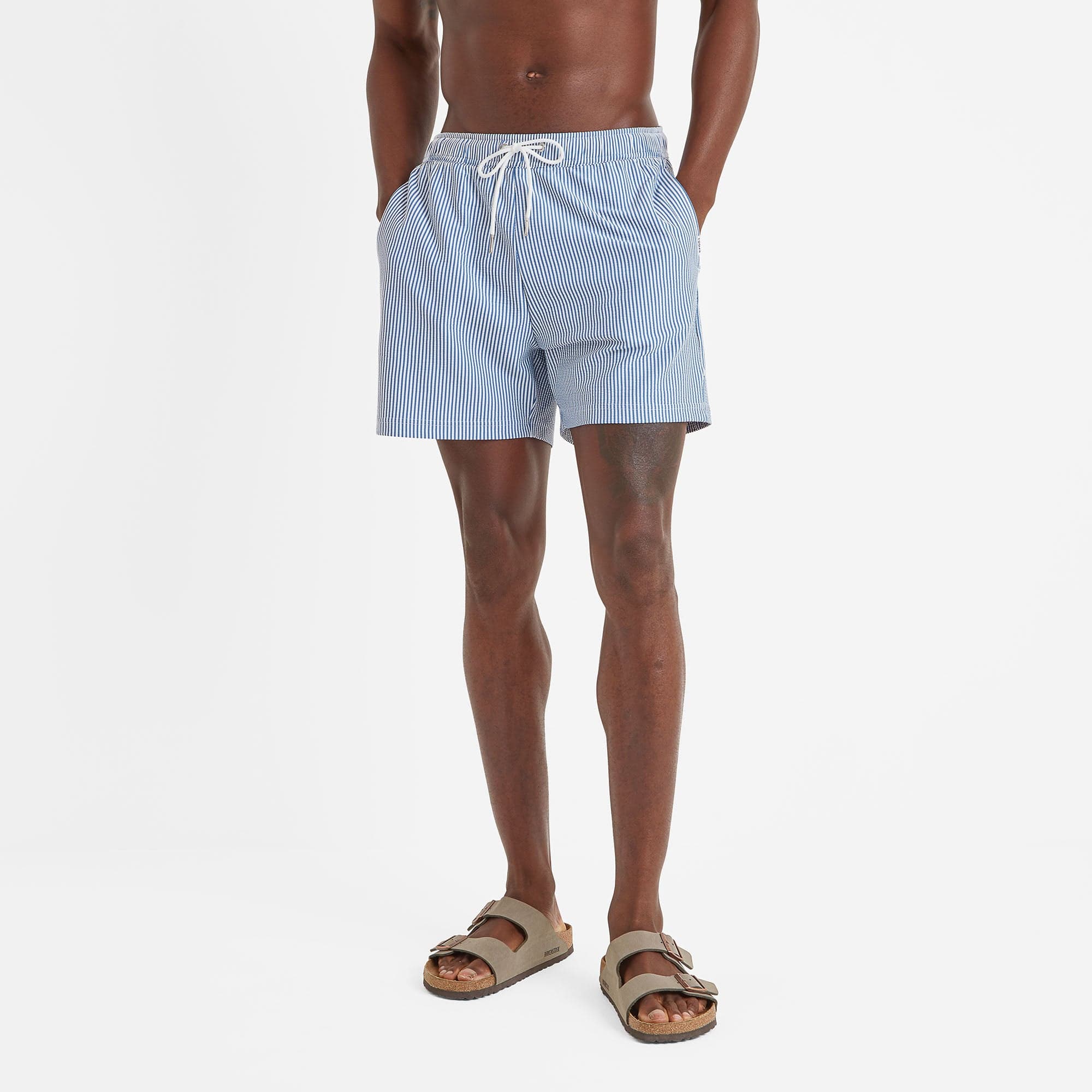 Micah Mens Swimming Shorts - Pastel Blue Stripe - Image 3