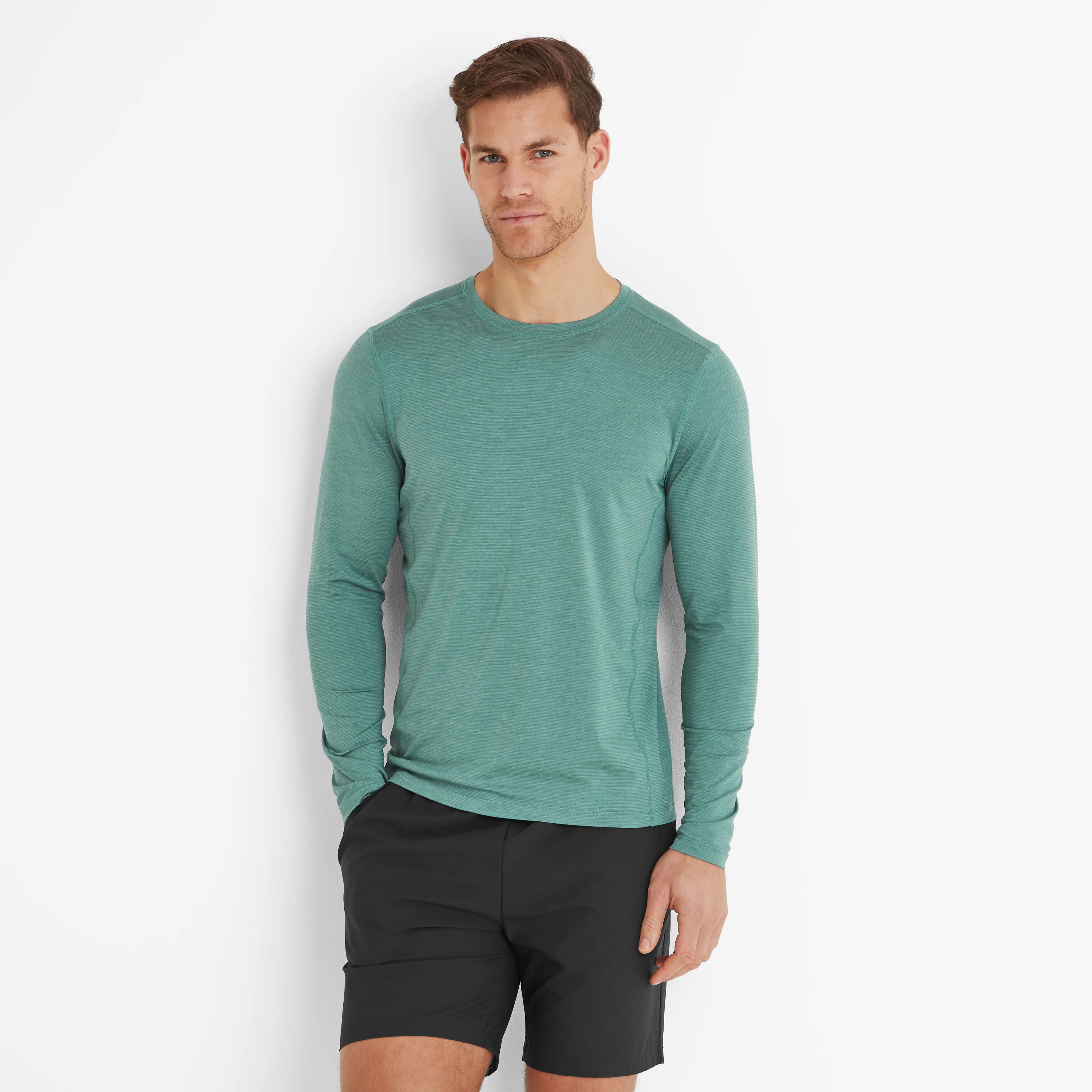 Mittel Mens Long Sleeve Performance Top - Seafoam Green Marl - Image 2