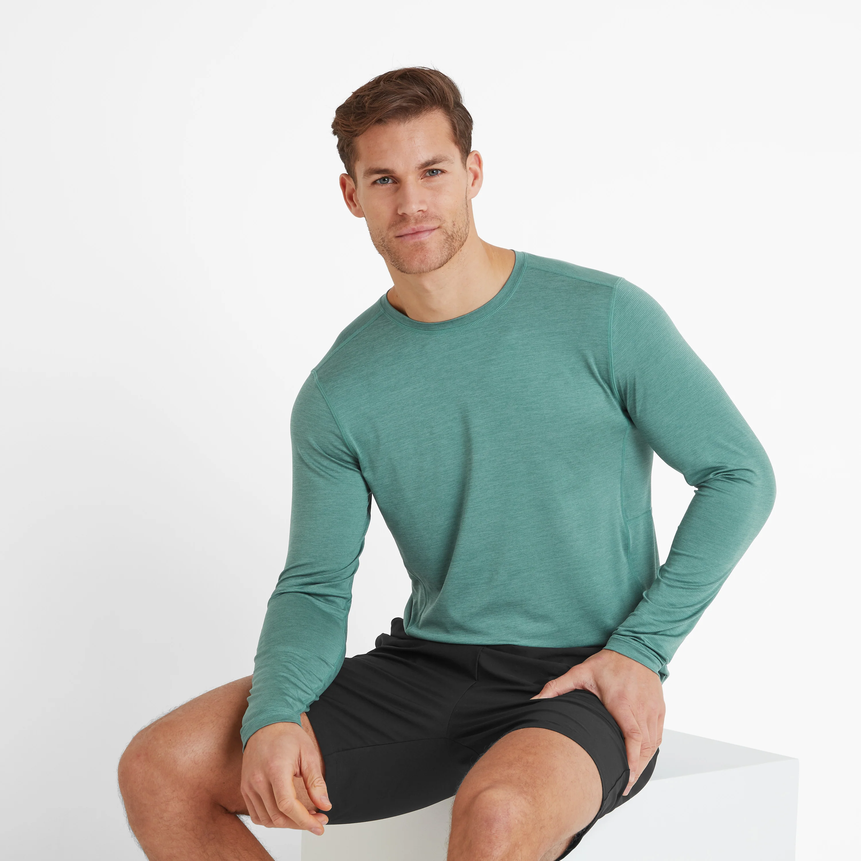 Mittel Mens Long Sleeve Performance Top - Seafoam Green Marl - Image 4