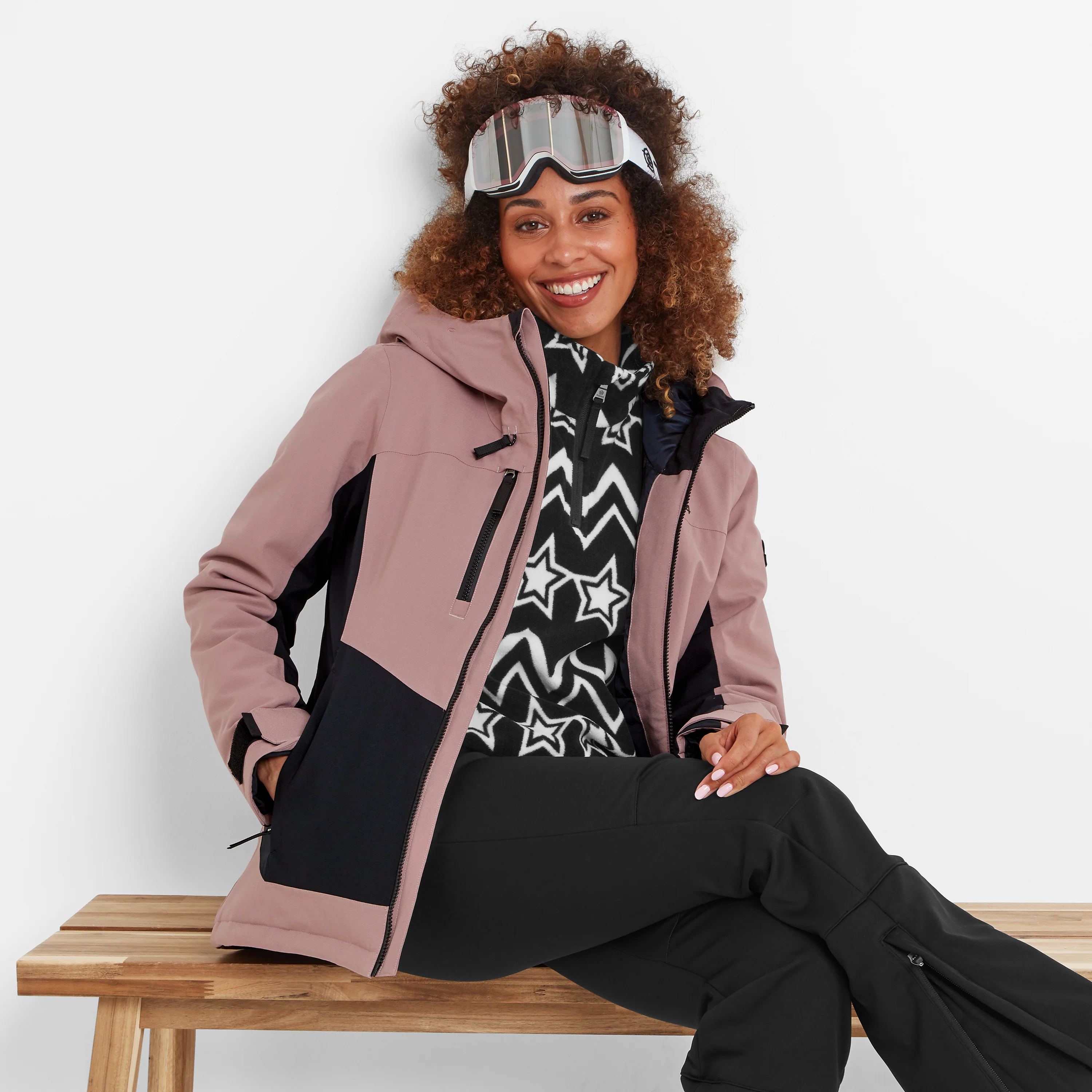 Montana Womens Ski Jacket - Black/Faded Pink - Image 6