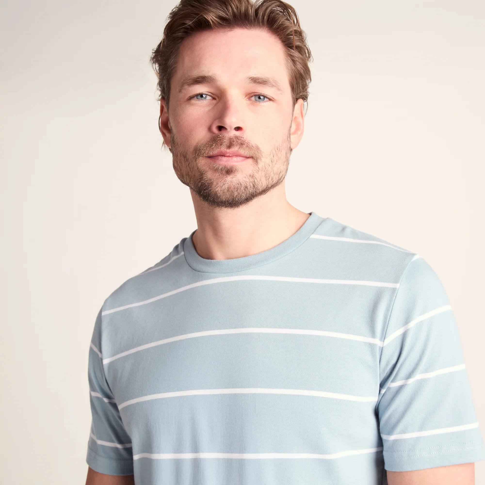 Morar Mens 100% Cotton Supersoft T-Shirt - Summer Sky Stripe - Image 5