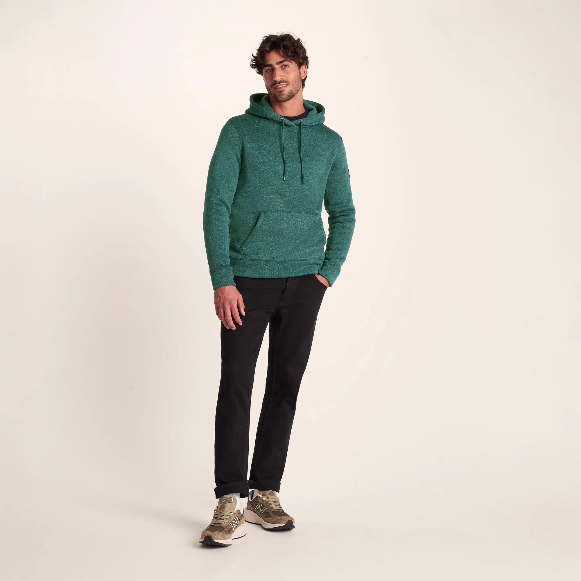 Mosby Mens Supersoft Knitlook Fleece Hoody - Dark Turquoise Marl - Image 2