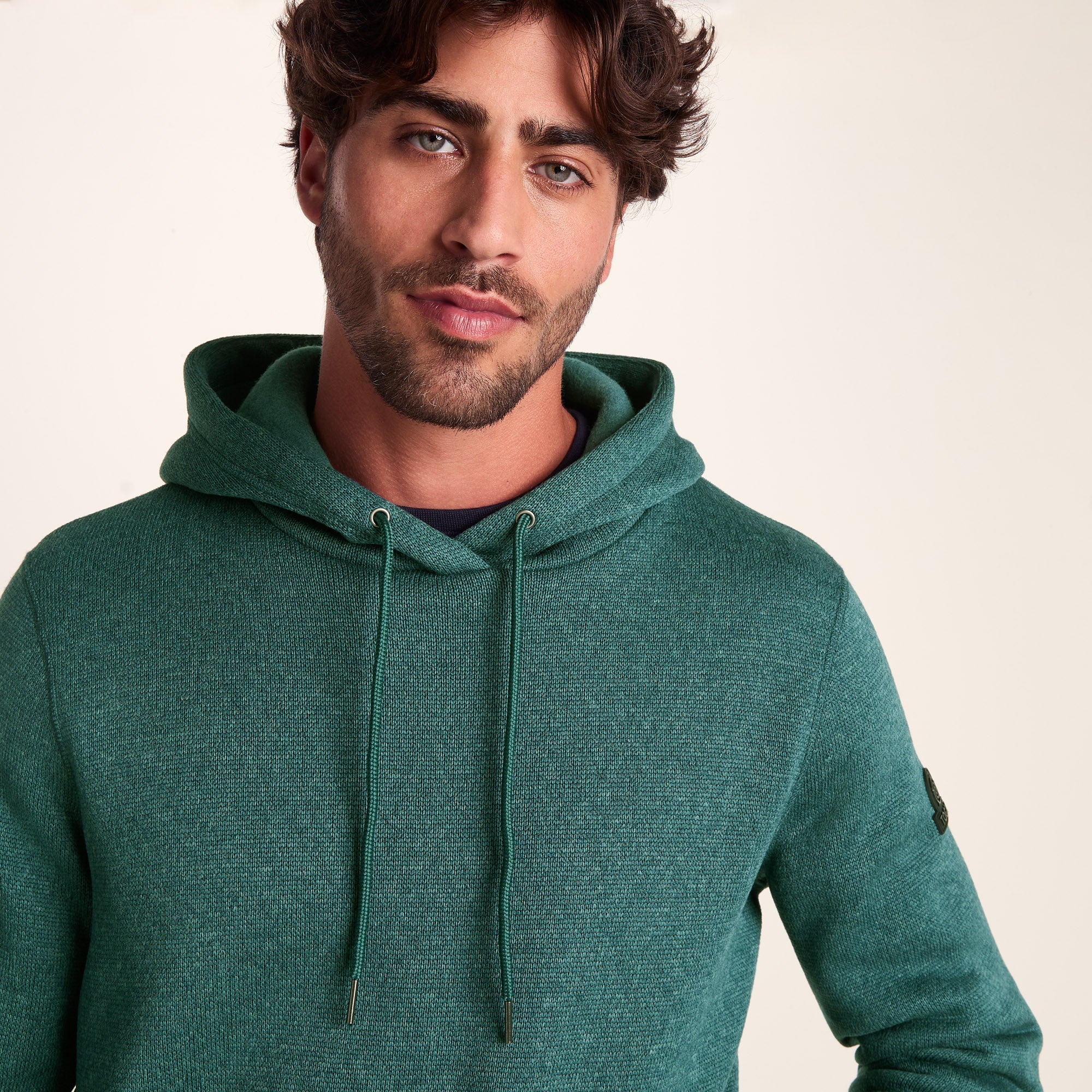 Mosby Mens Supersoft Knitlook Fleece Hoody - Dark Turquoise Marl - Image 5