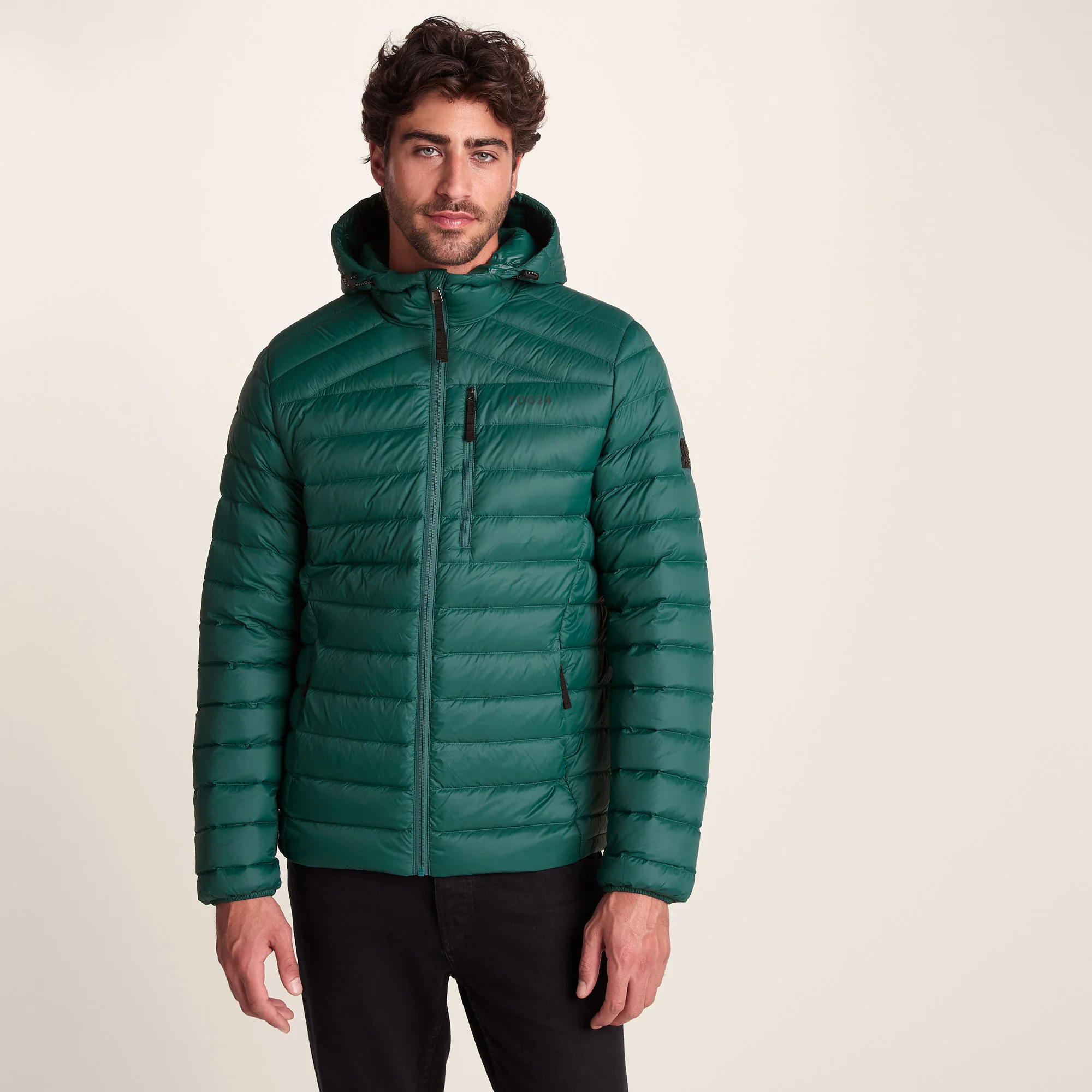 North Mens RDS Certified Down Hooded Jacket - Evergreen - Image 2