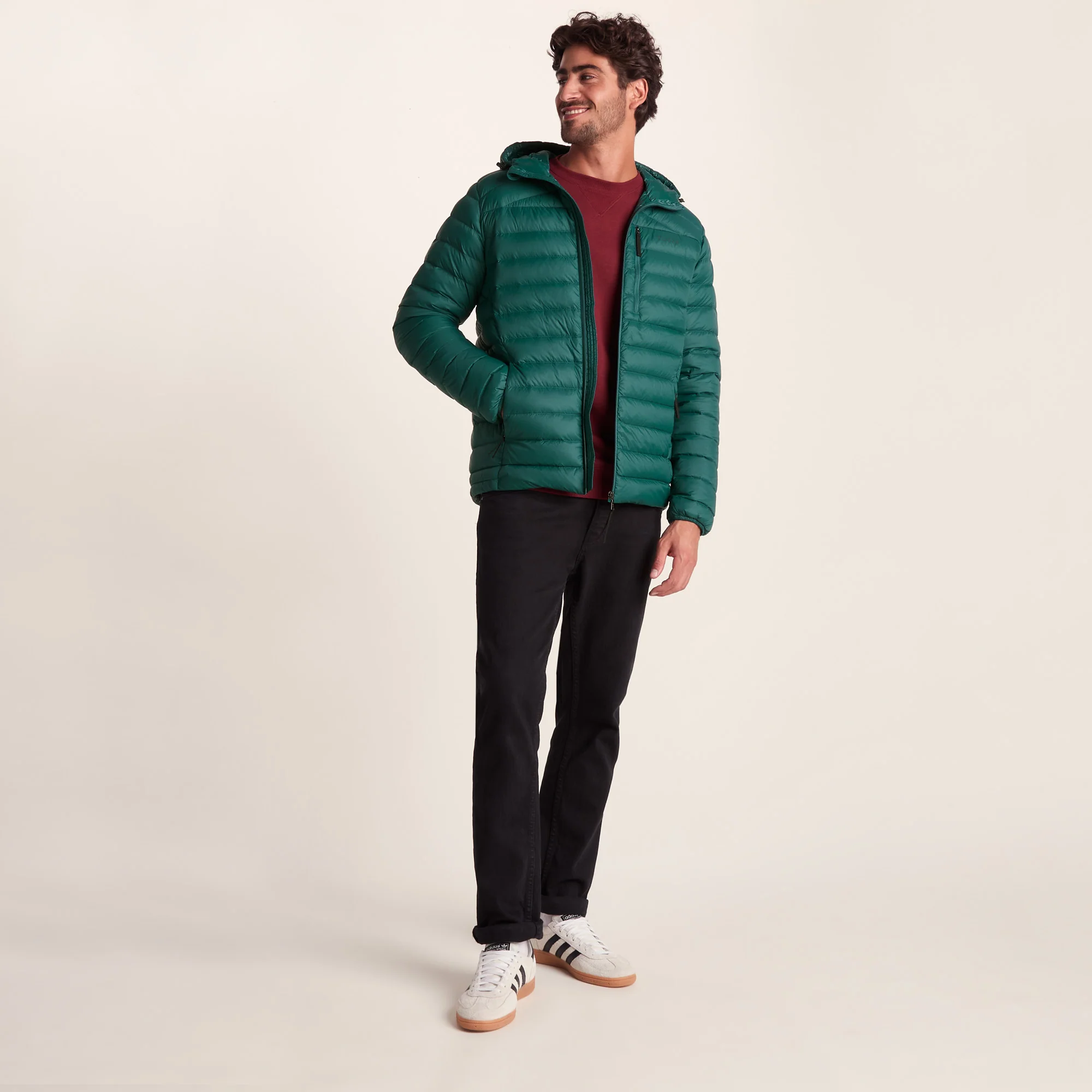 North Mens RDS Certified Down Hooded Jacket - Evergreen - Image 3