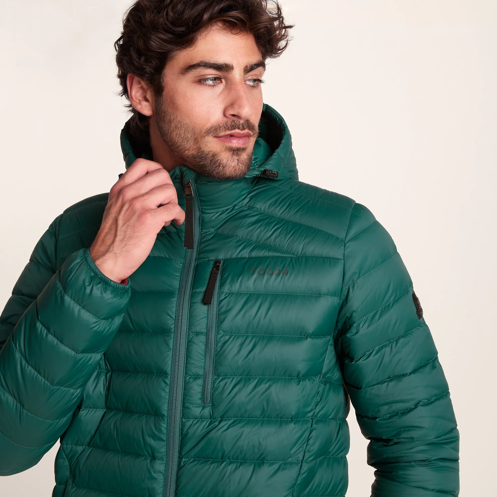 North Mens RDS Certified Down Hooded Jacket - Evergreen - Image 6
