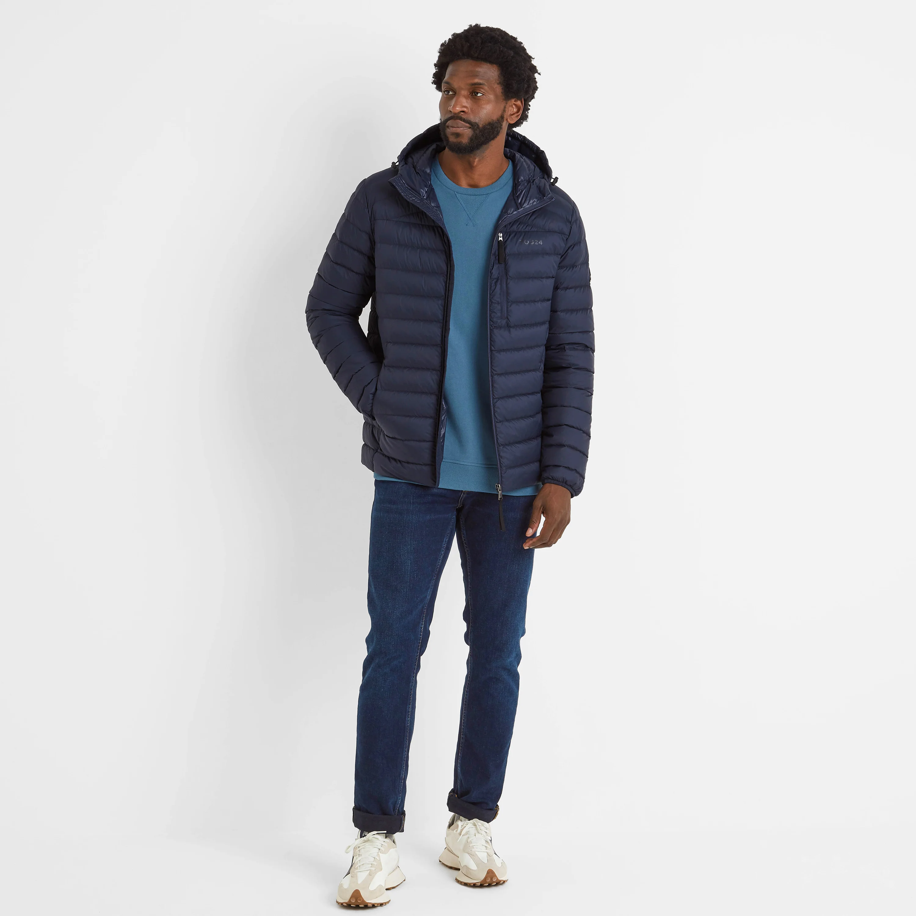 North Mens RDS Certified Down Hooded Jacket - Dark Indigo - Image 2