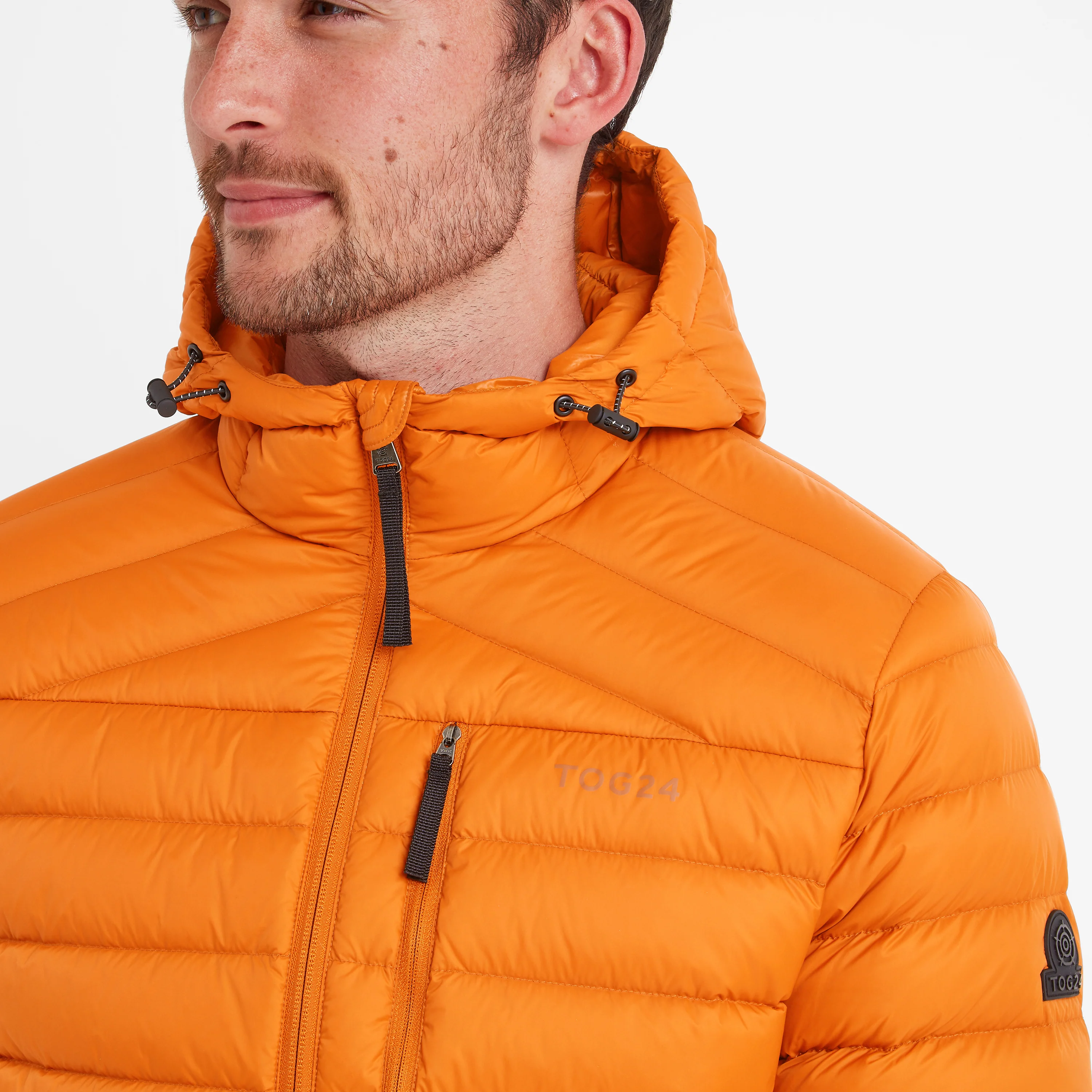 North Mens RDS Certified Down Hooded Jacket - Dark Orange - Image 5