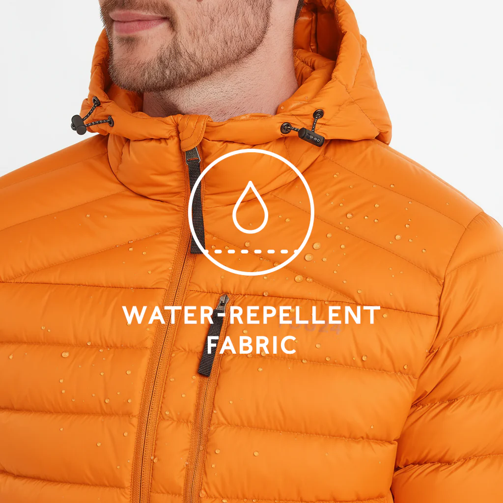 North Mens RDS Certified Down Hooded Jacket - Dark Orange - Image 7