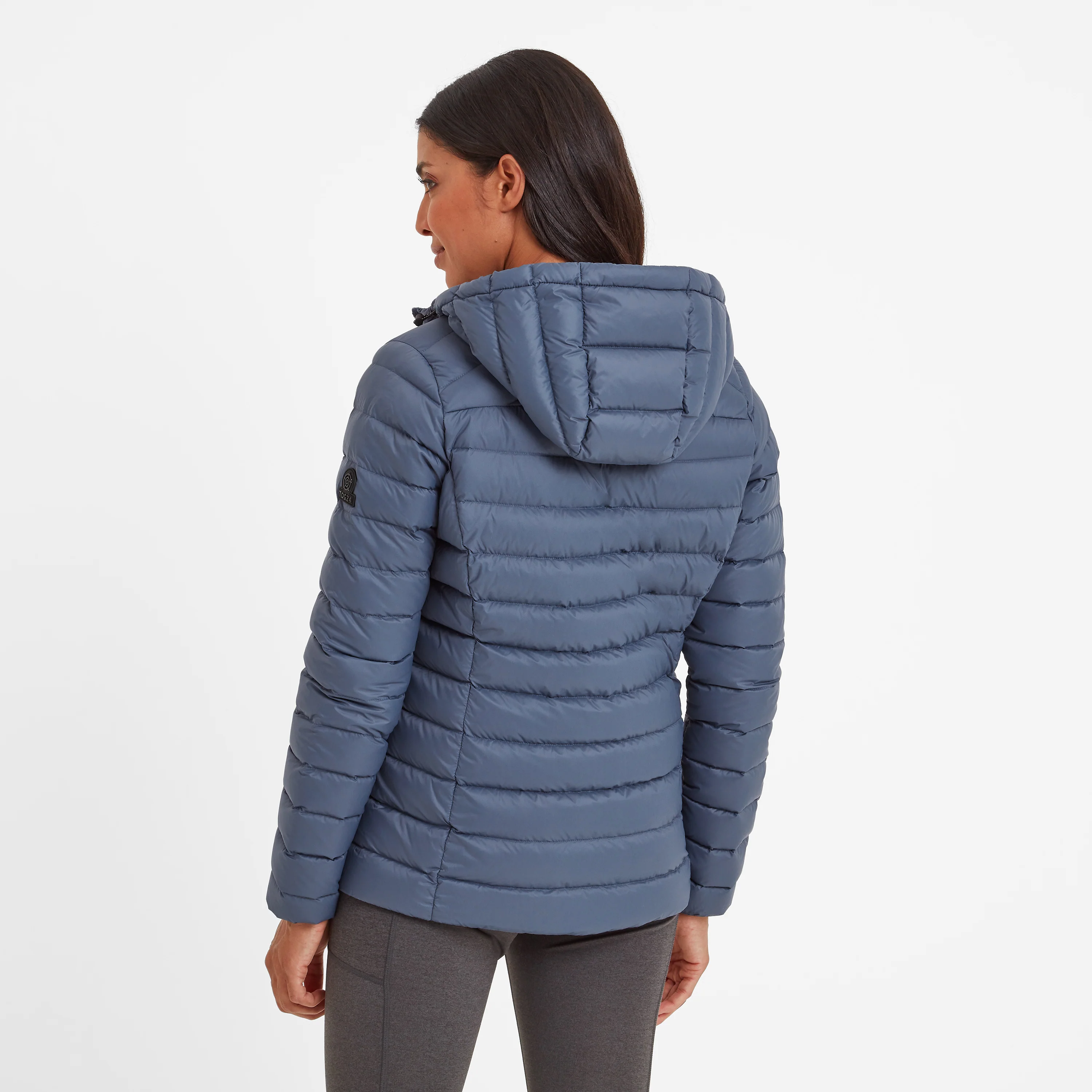 North Womens RDS Certified Down Hooded Jacket - Blue Stone - Image 4