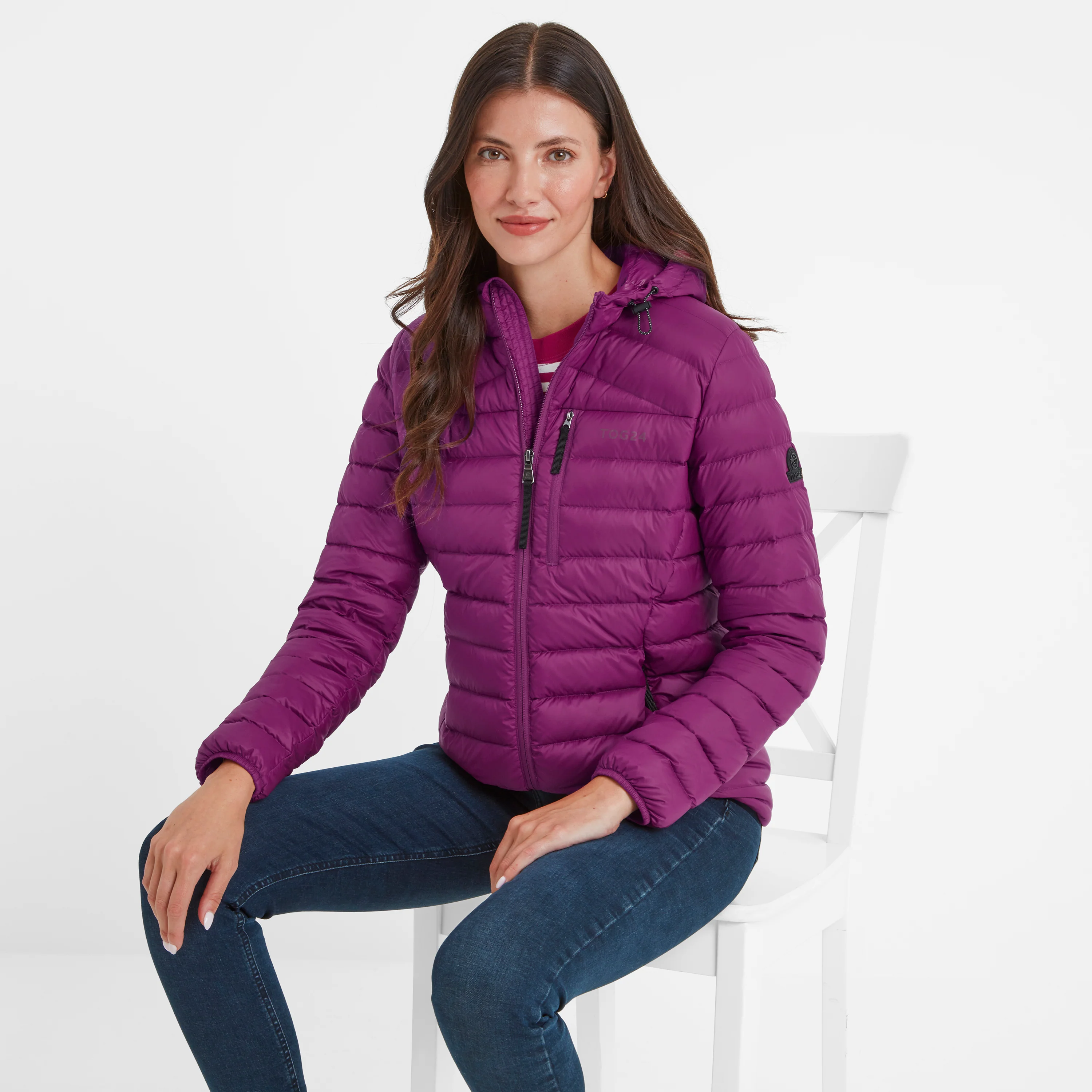 North Womens RDS Certified Down Hooded Jacket - Purple Berry - Image 4