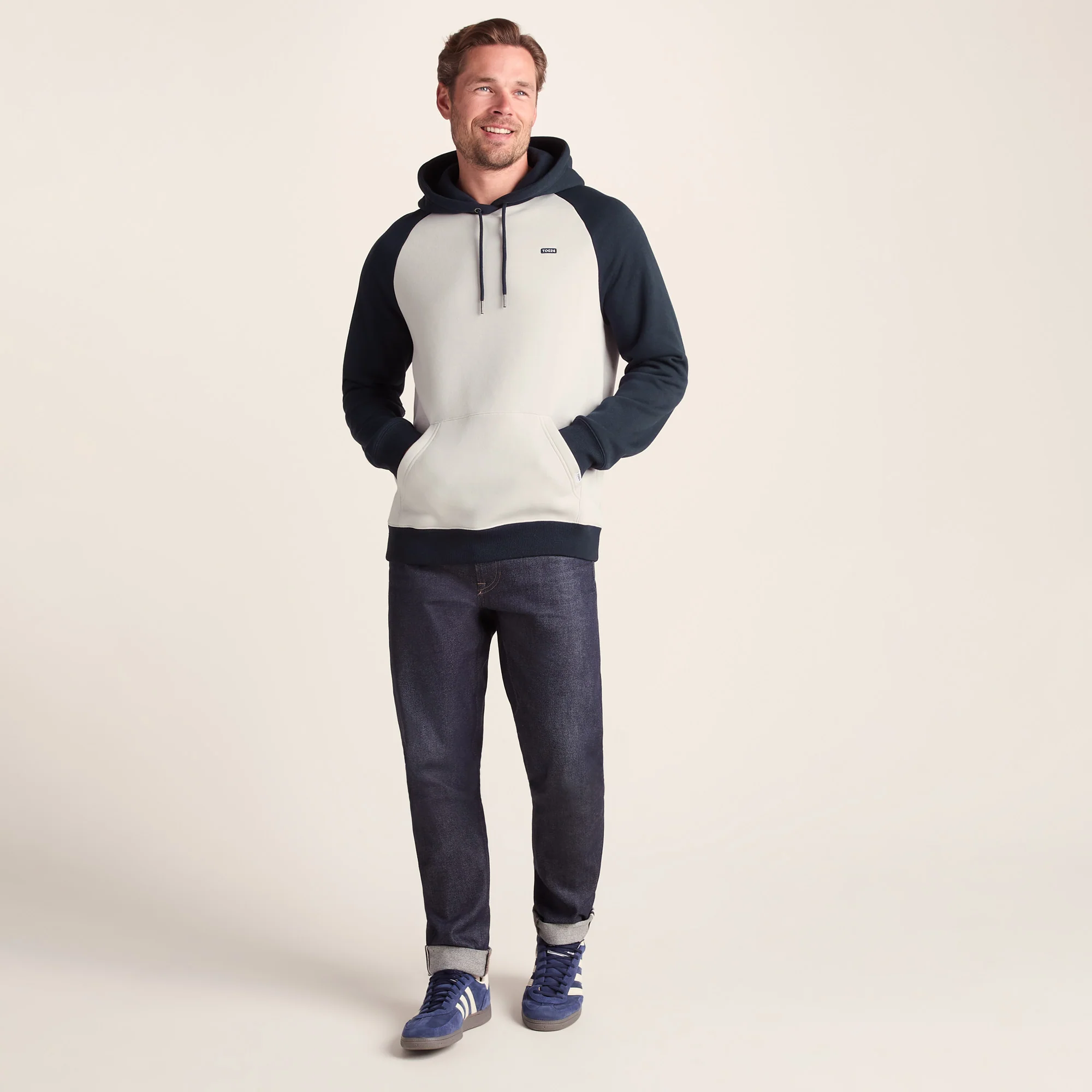 Noston Mens Supersoft Raglan Hoody - Dark Indigo - Image 2