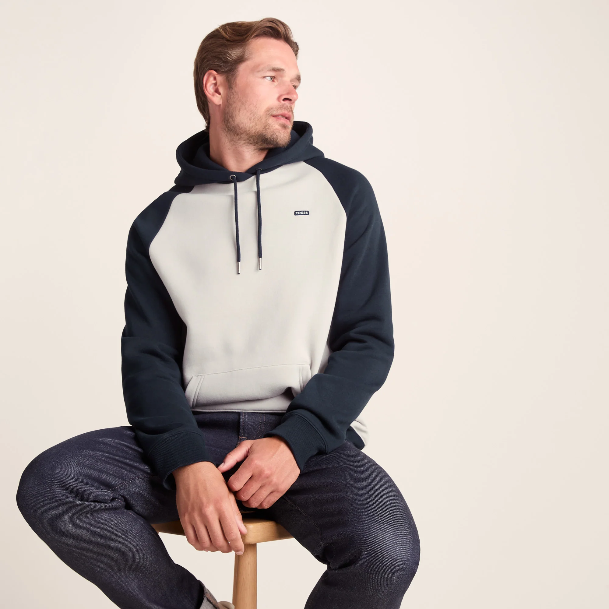Noston Mens Supersoft Raglan Hoody - Dark Indigo - Image 5