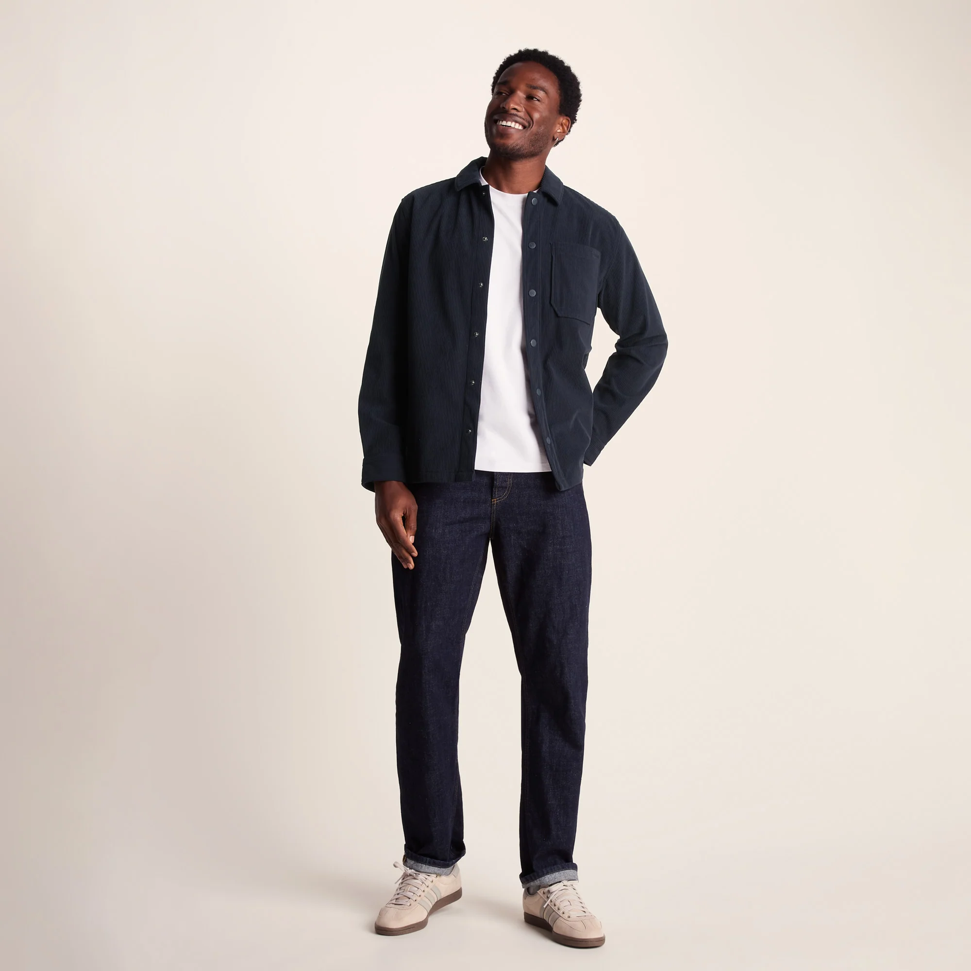 Olson Mens Chunky Corduroy Shacket - Dark Indigo