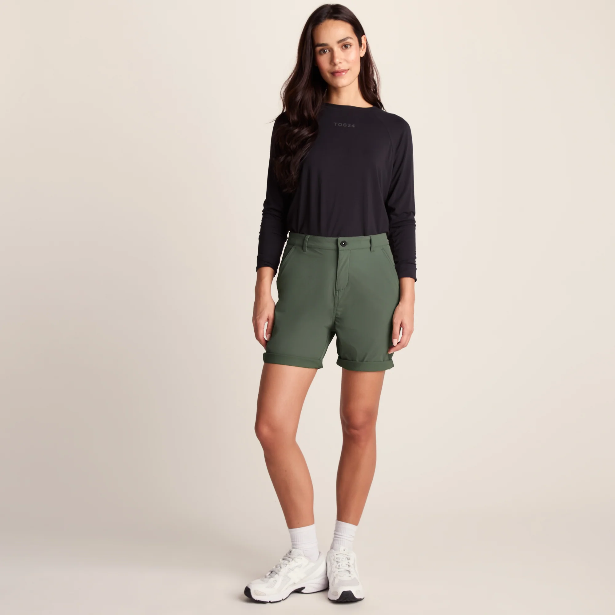 Path Womens Performance Shorts - Faded Khaki - Image 2