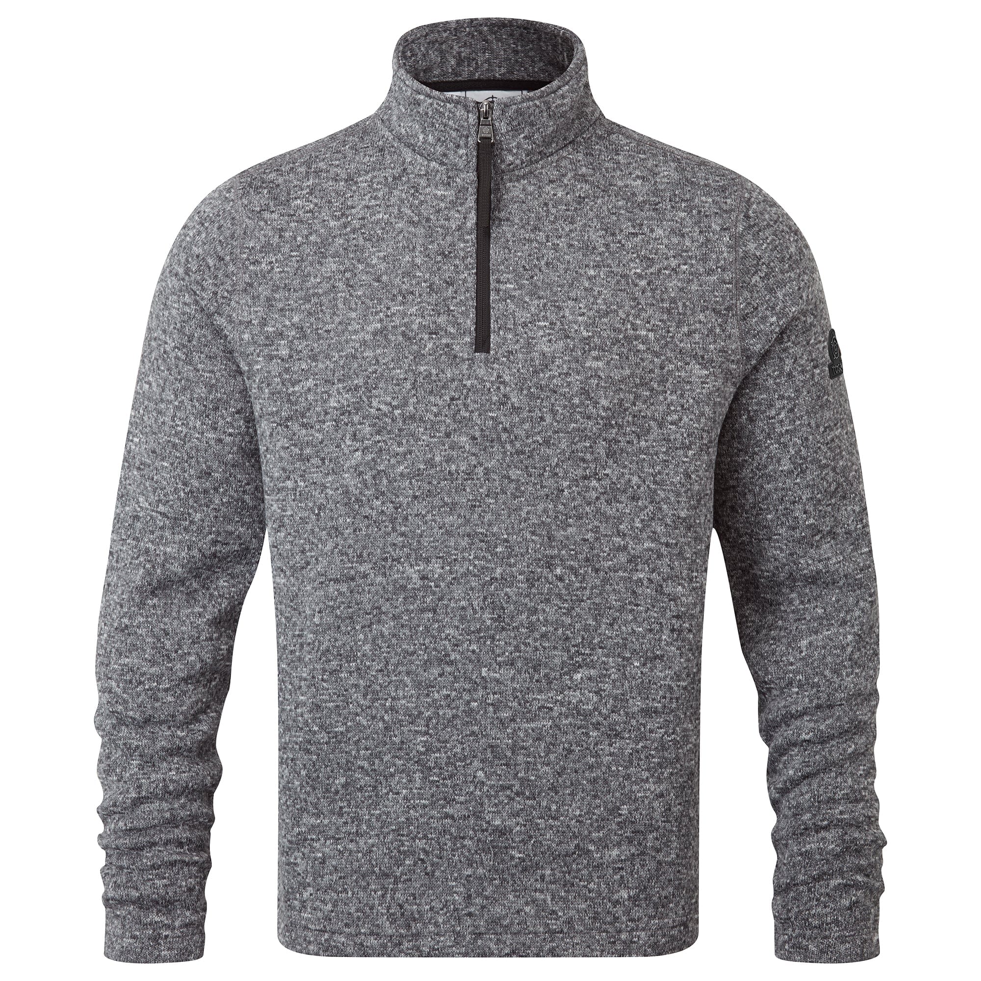 Pearson Mens Knitlook Quarter Zip Fleece - Dark Grey Marl - Image 6