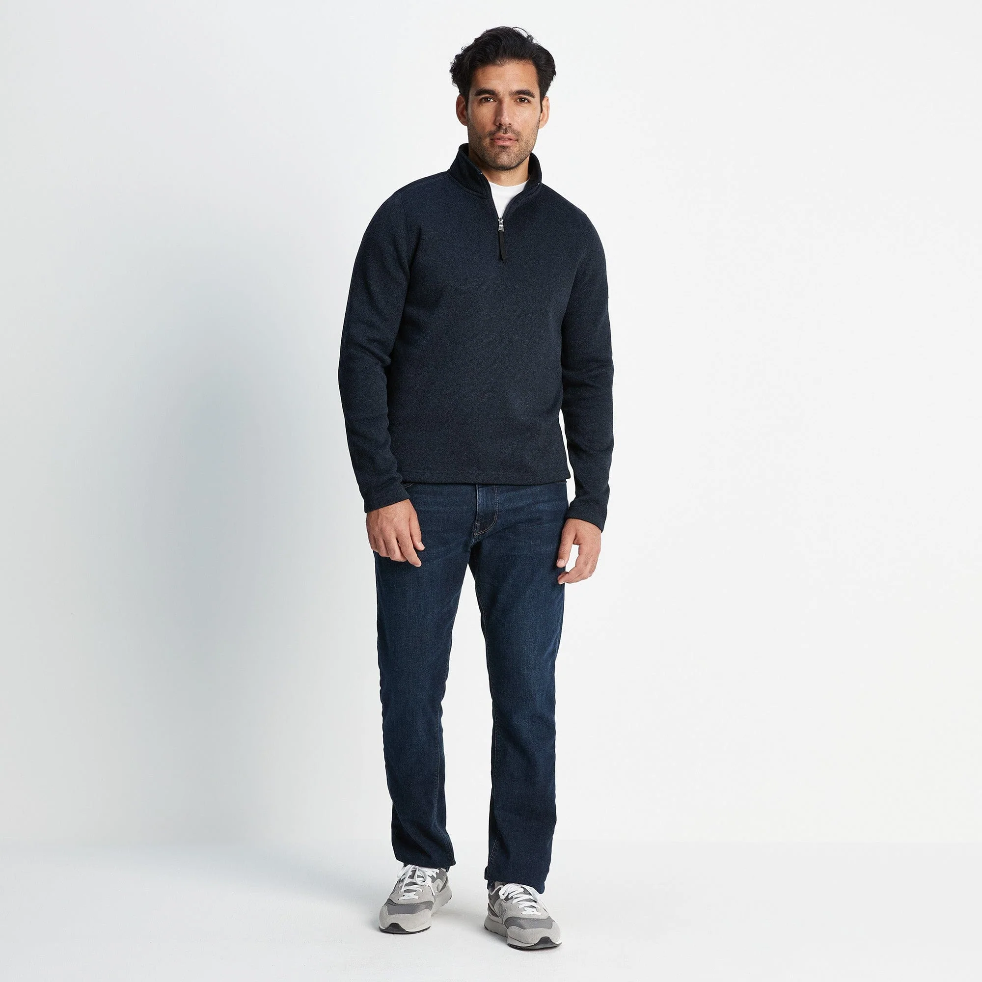 Pearson Mens Knitlook Quarter Zip Fleece - Dark Indigo Marl - Image 3