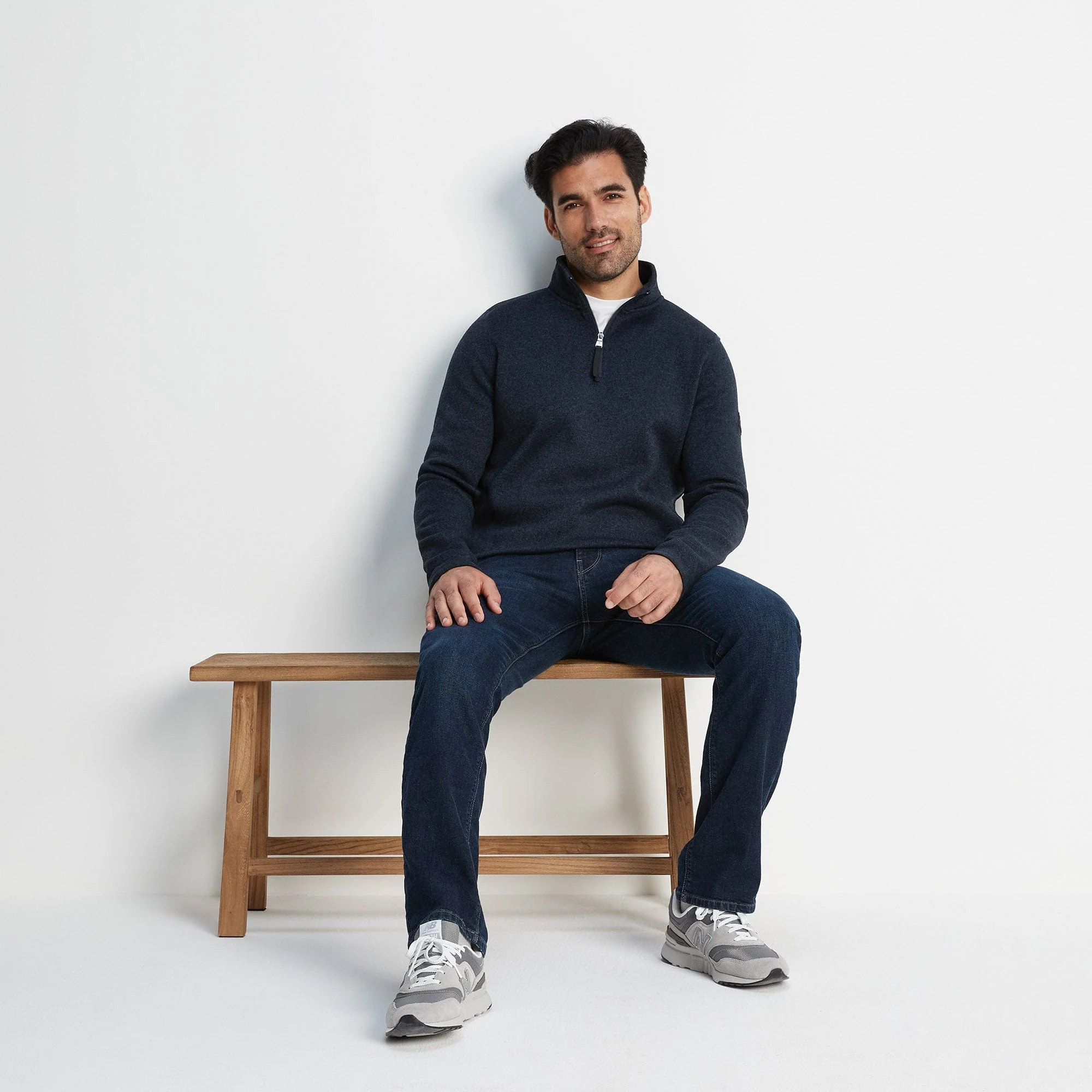 Pearson Mens Knitlook Quarter Zip Fleece - Dark Indigo Marl - Image 6