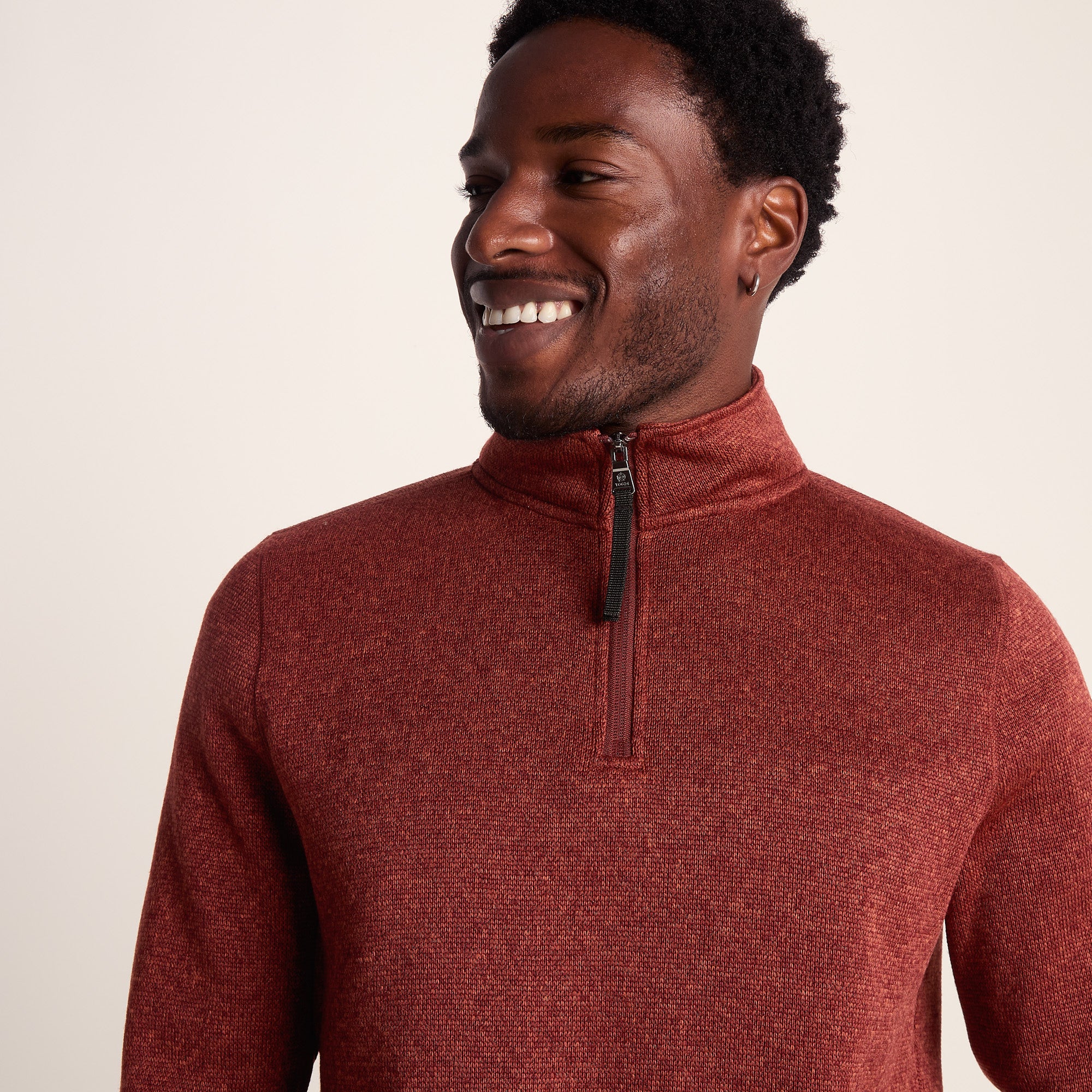 Pearson Mens Knitlook Quarter Zip Fleece - Clay Marl - Image 6
